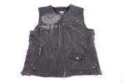 Harley Davidson Motorcycles Brown Leather Vest - Vest - Thrifted Threads