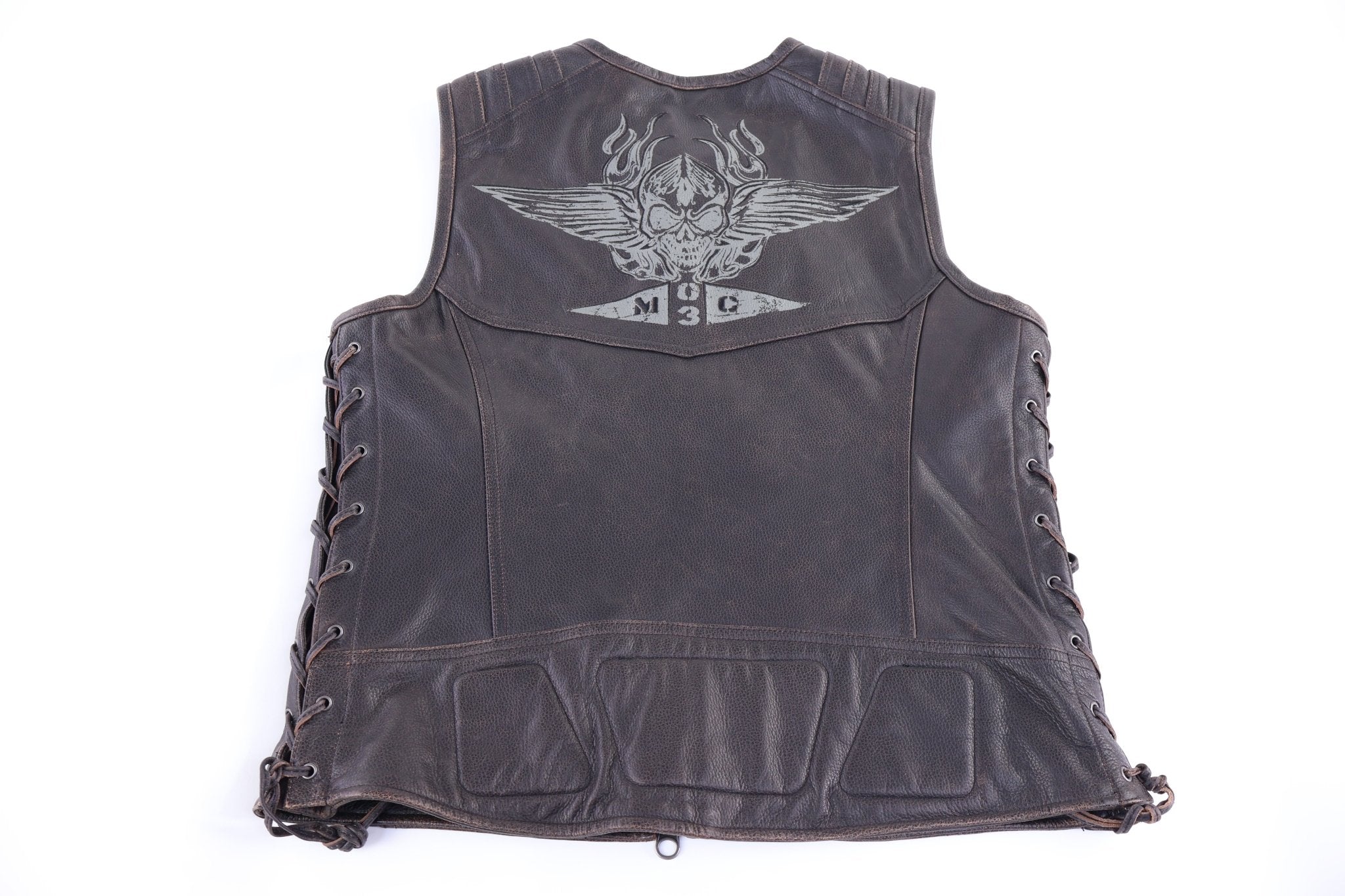 Harley Davidson Motorcycles Brown Leather Vest - Vest - Thrifted Threads