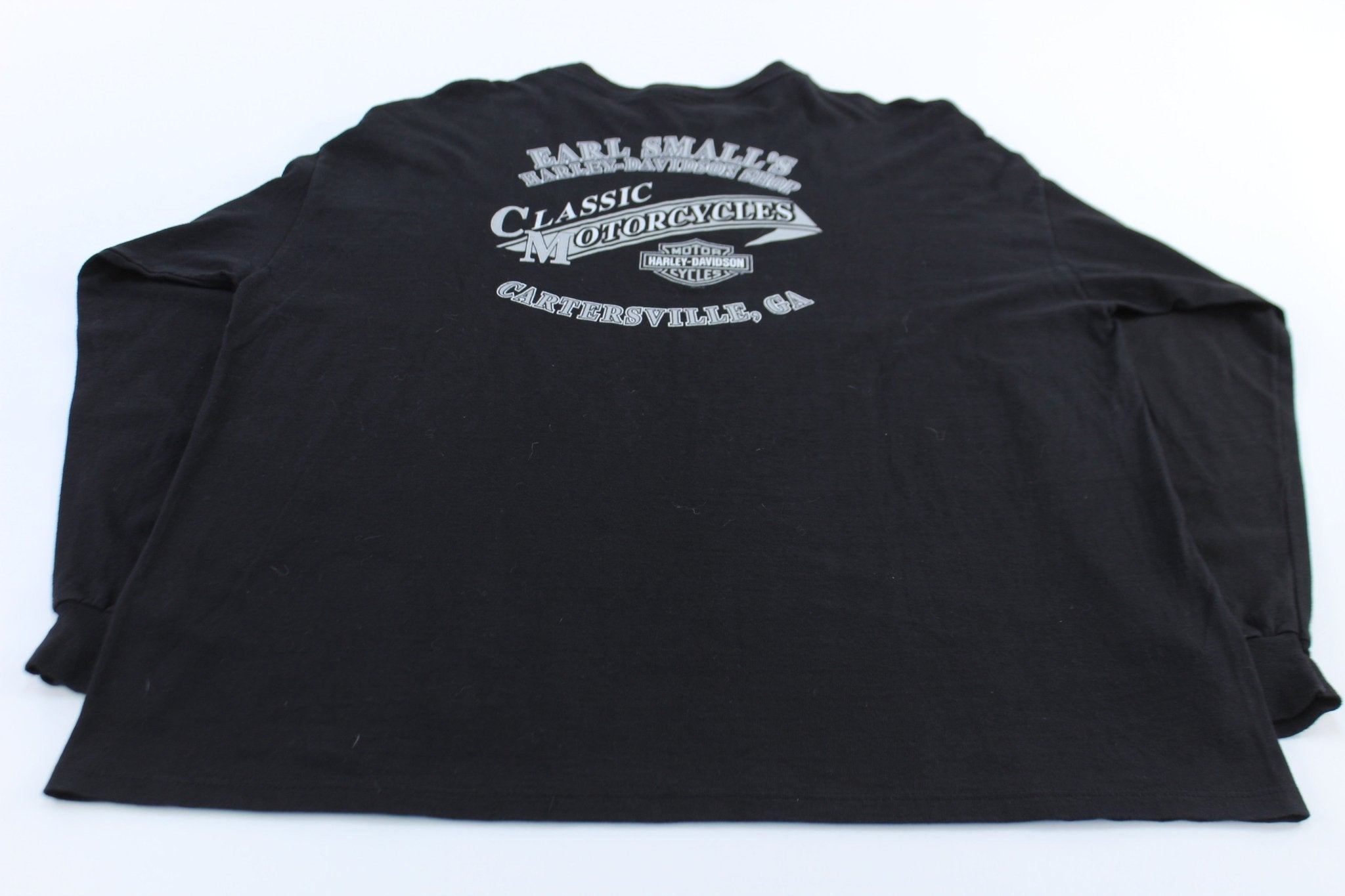 Harley Davidson Motorcycles Cartersville, Georgia Eagle & Lightning LS T-Shirt - ThriftedThreads.com