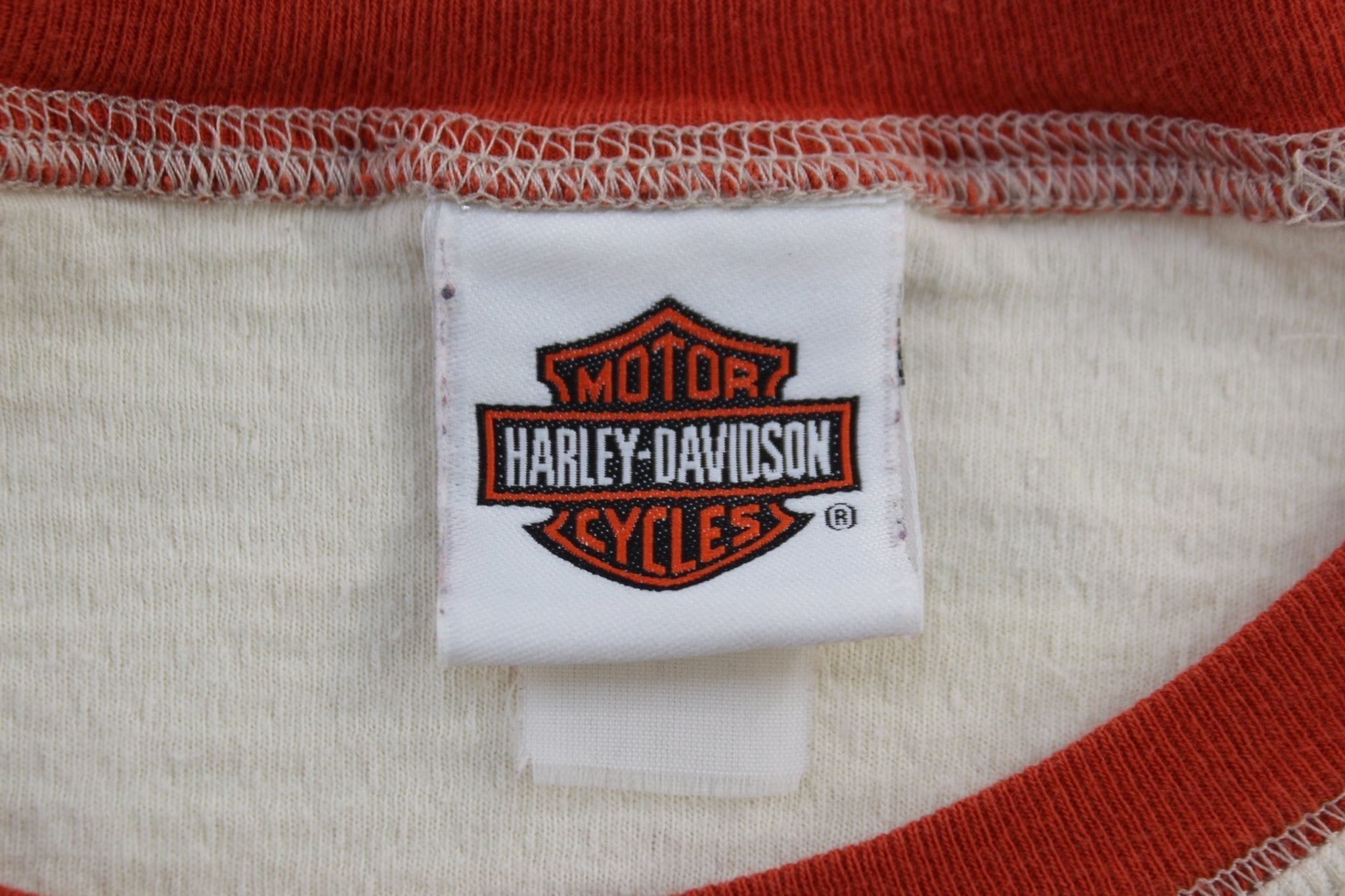 Harley Davidson Motorcycles Colorado Cream & Orange LS T-shirt - ThriftedThreads.com