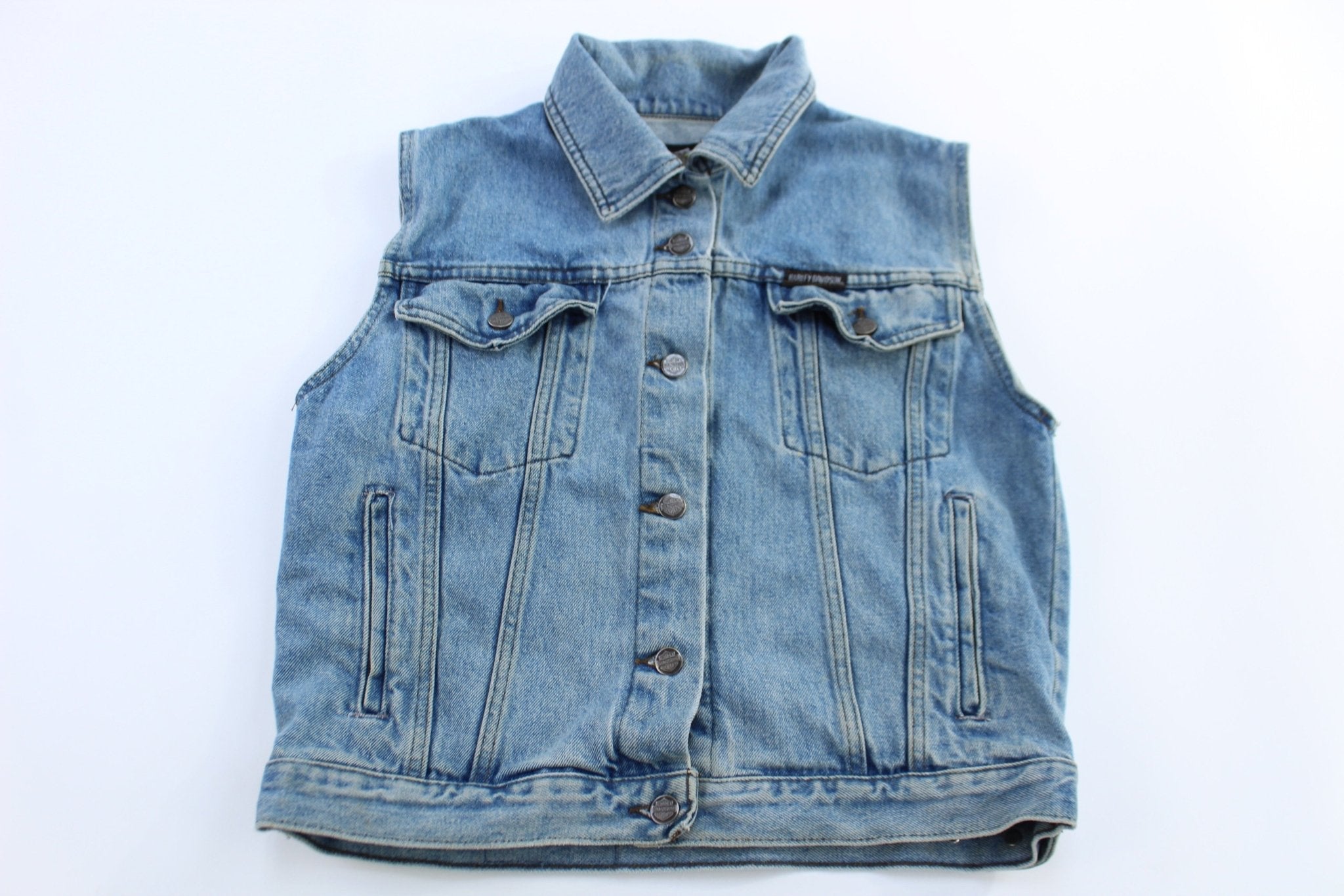 Harley Davidson Motorcycles Denim Vest - Vest - Thrifted Threads
