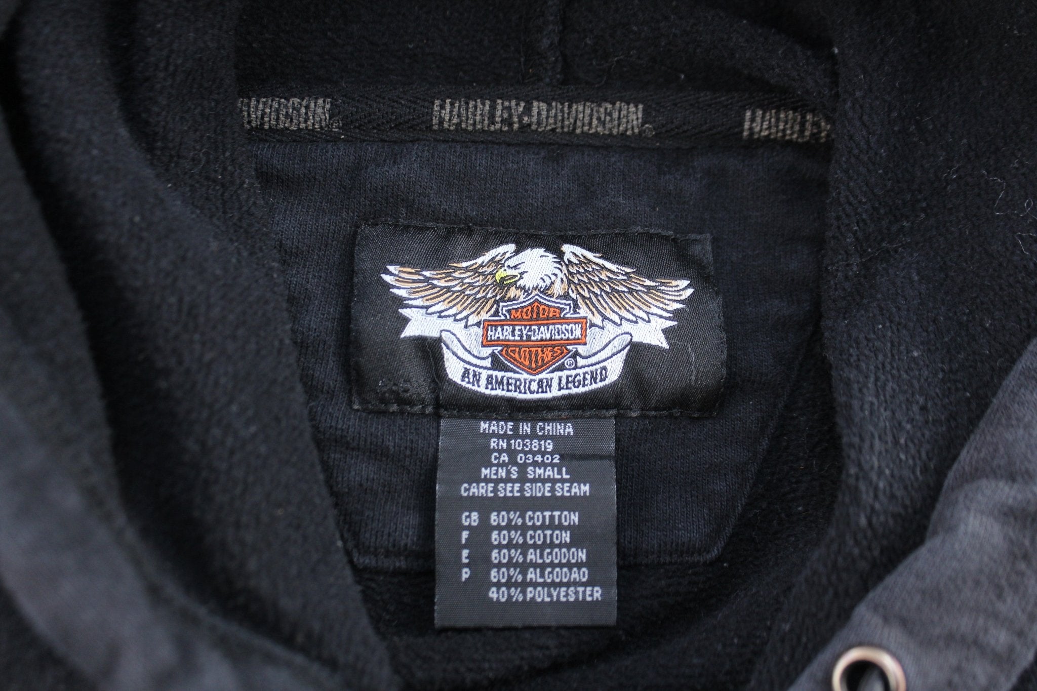 Harley Davidson Motorcycles Embroidered Black Pullover Hoodie - ThriftedThreads.com