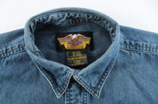 Harley Davidson Motorcycles Embroidered Denim Button Down - ThriftedThreads.com