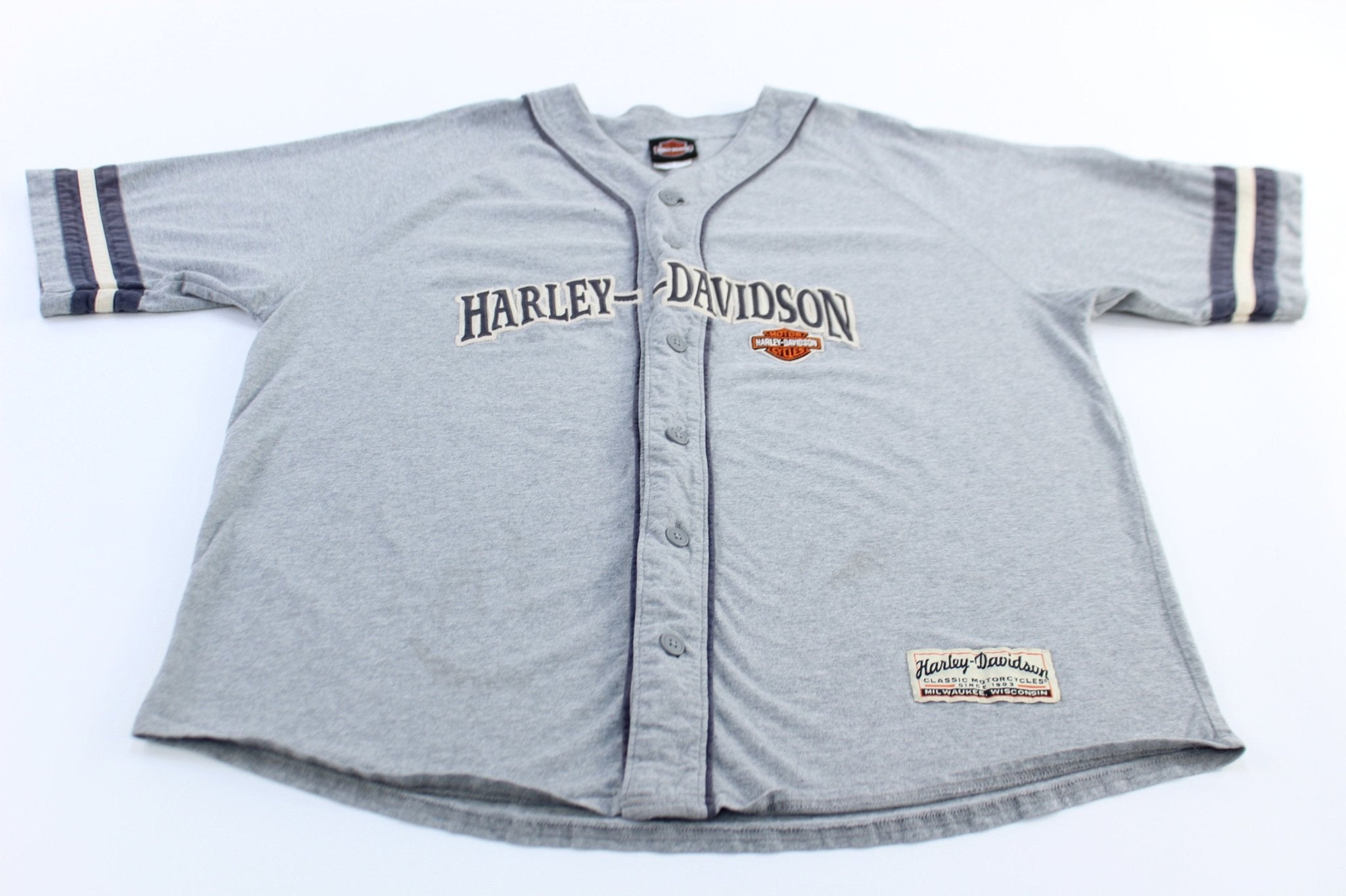 Harley Davidson Motorcycles Embroidered New York City Jersey - ThriftedThreads.com