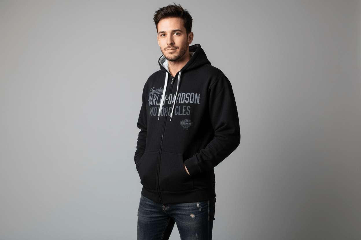 Harley Davidson Motorcycles Full Zip Hooded Jacket - ThriftedThreads.com