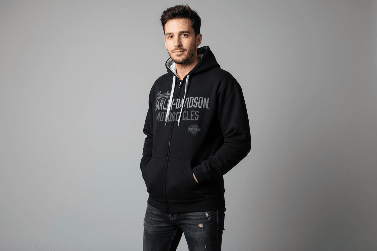 Harley Davidson Motorcycles Full Zip Hooded Jacket - Jacket - Thrifted Threads