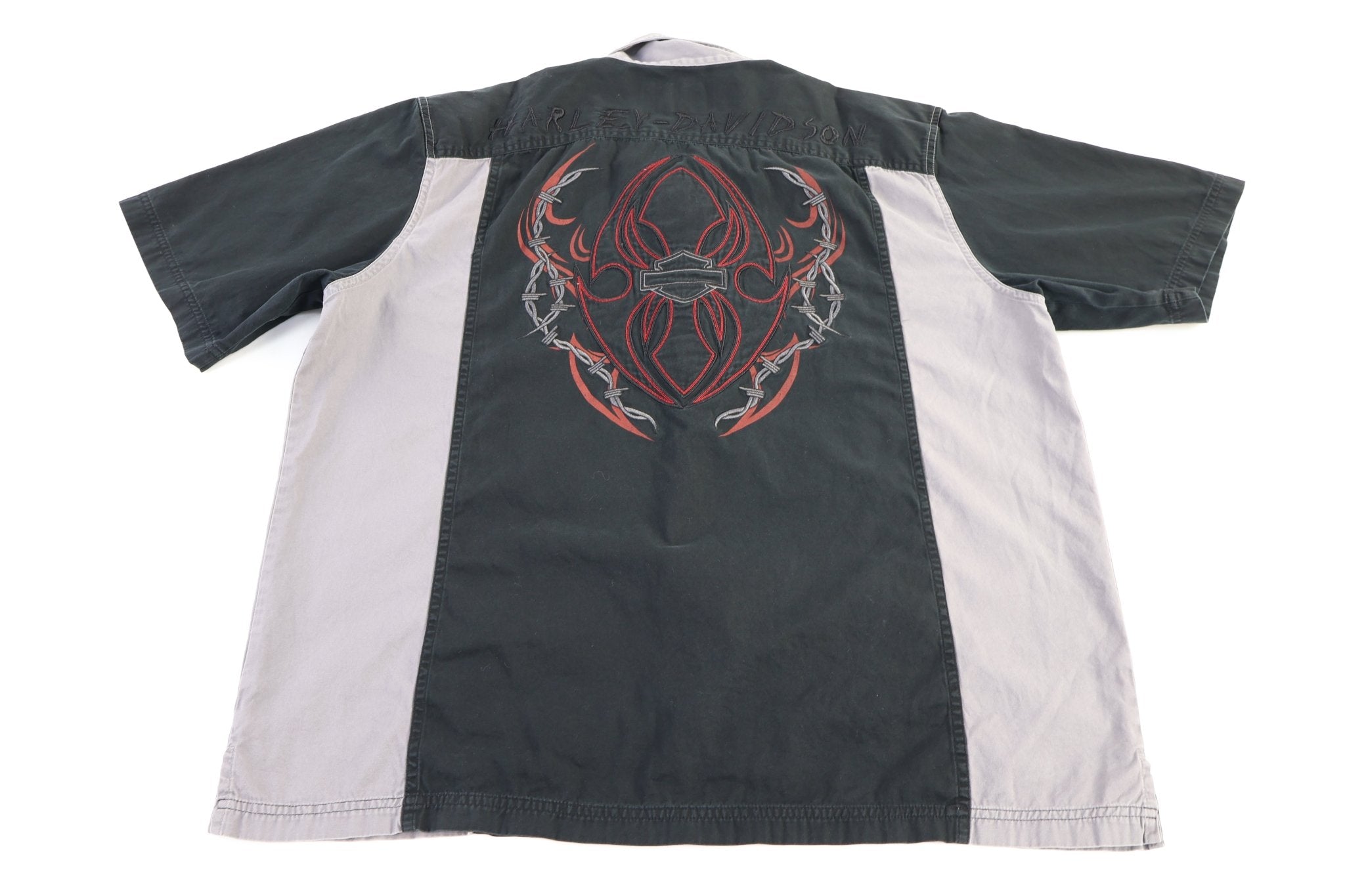 Harley Davidson Motorcycles Grey & Black Button Down - Button Ups/Downs - Thrifted Threads