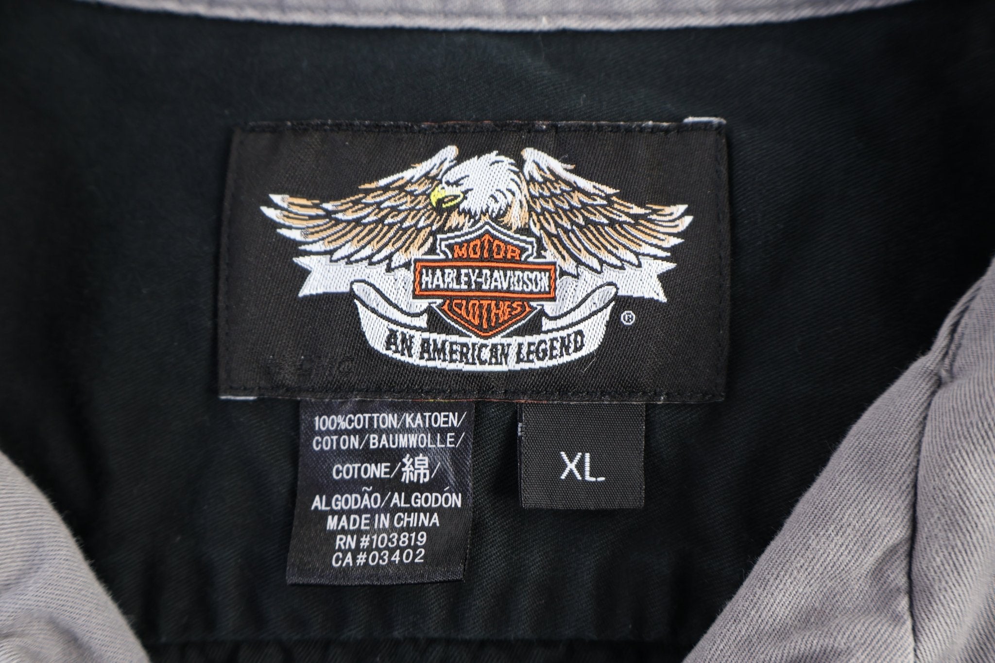 Harley Davidson Motorcycles Grey & Black Button Down - Button Ups/Downs - Thrifted Threads