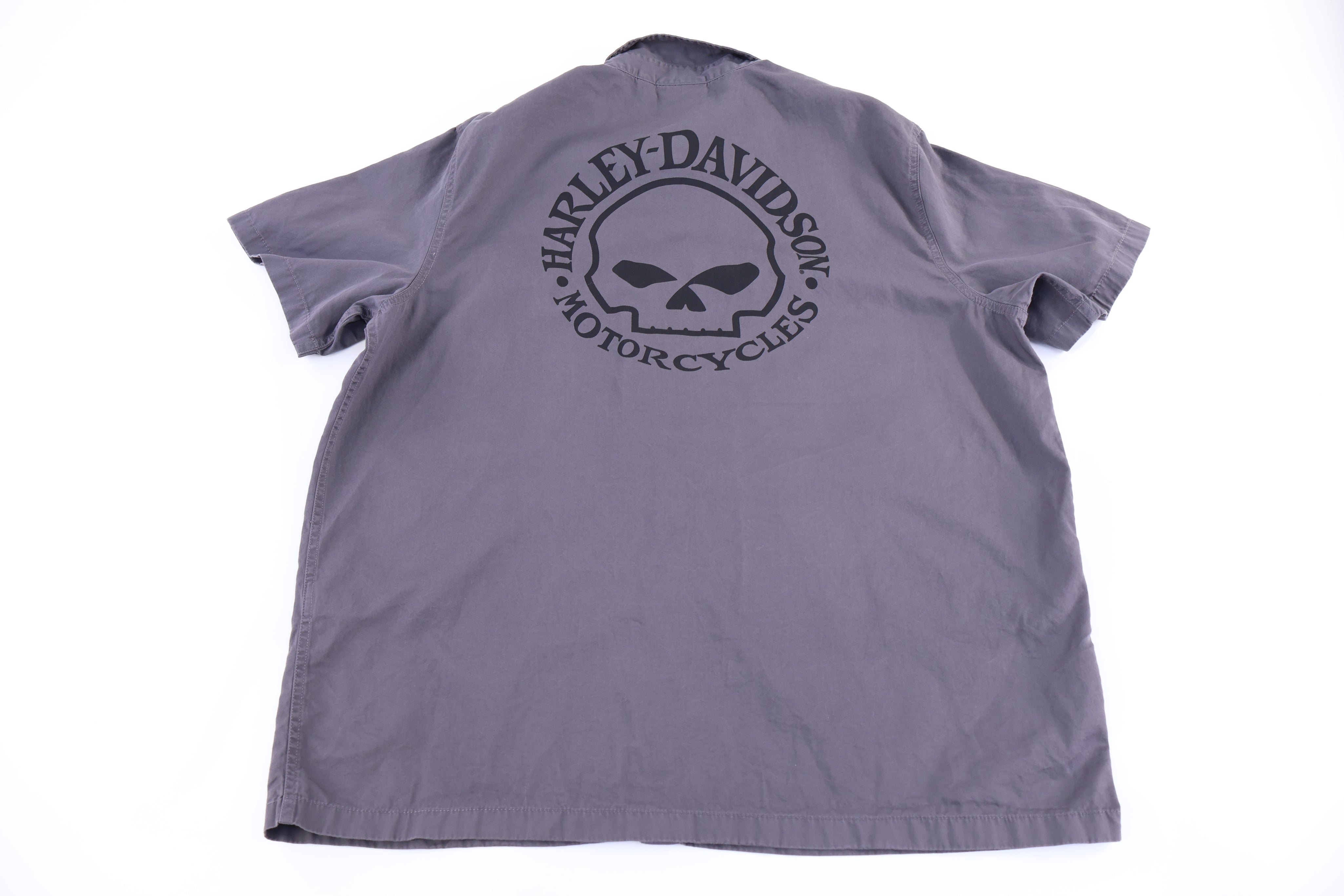 Harley Davidson Motorcycles Grey Button Down - Button Up - Thrifted Threads
