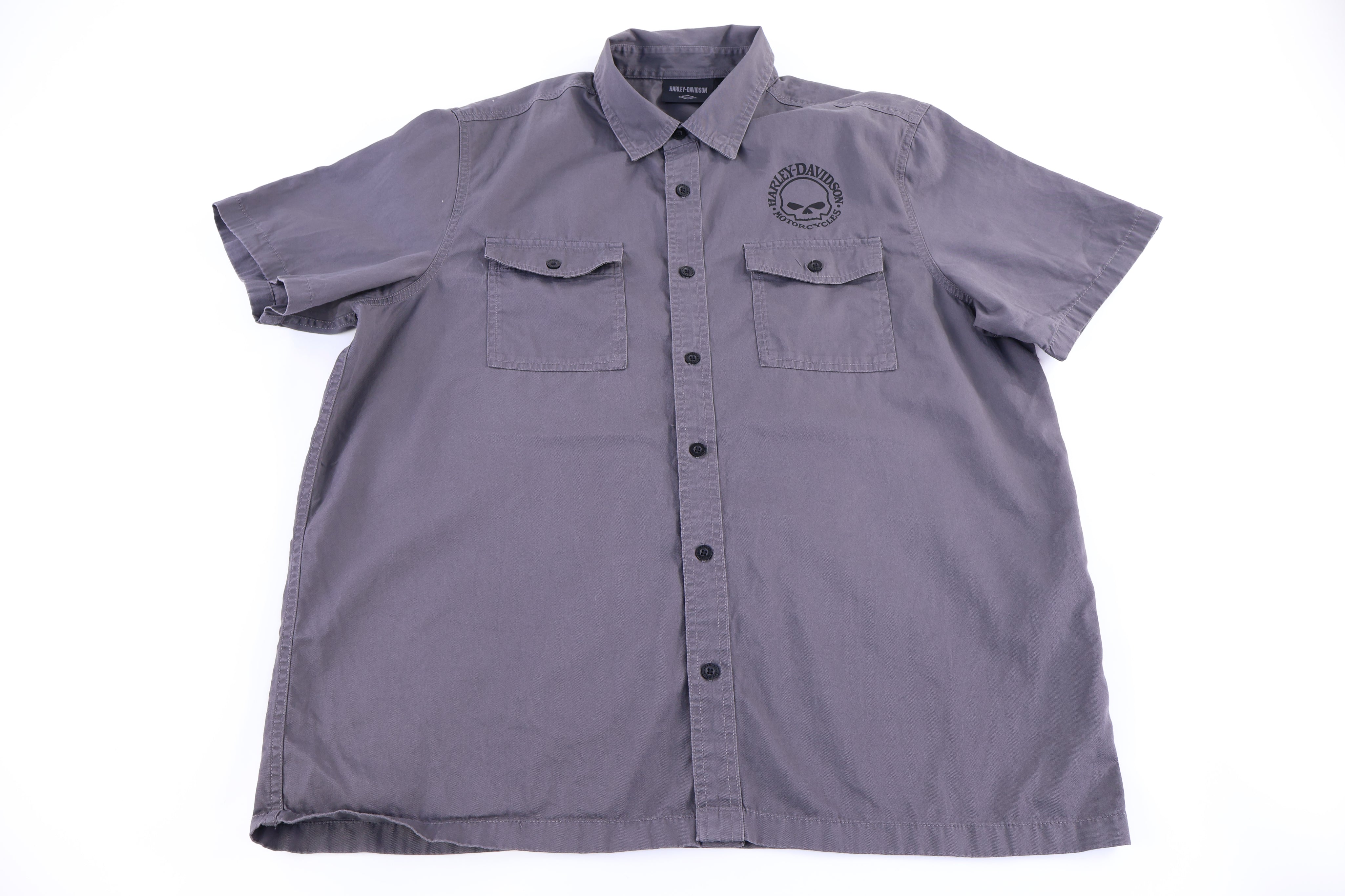 Harley Davidson Motorcycles Grey Button Down - Button Up - Thrifted Threads