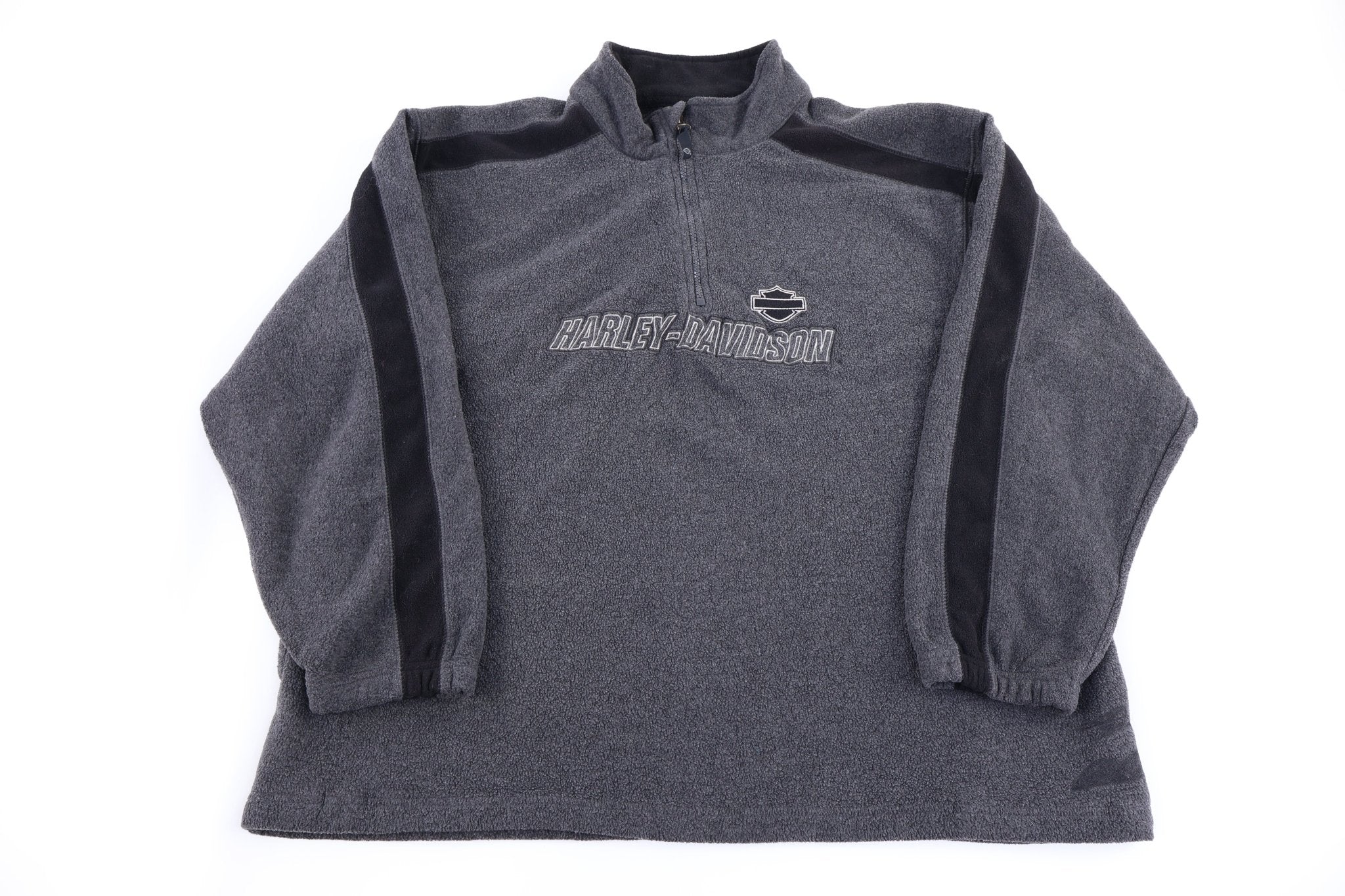 Harley Davidson Motorcycles Grey Fleece Pullover Sweater - Sweater - Thrifted Threads