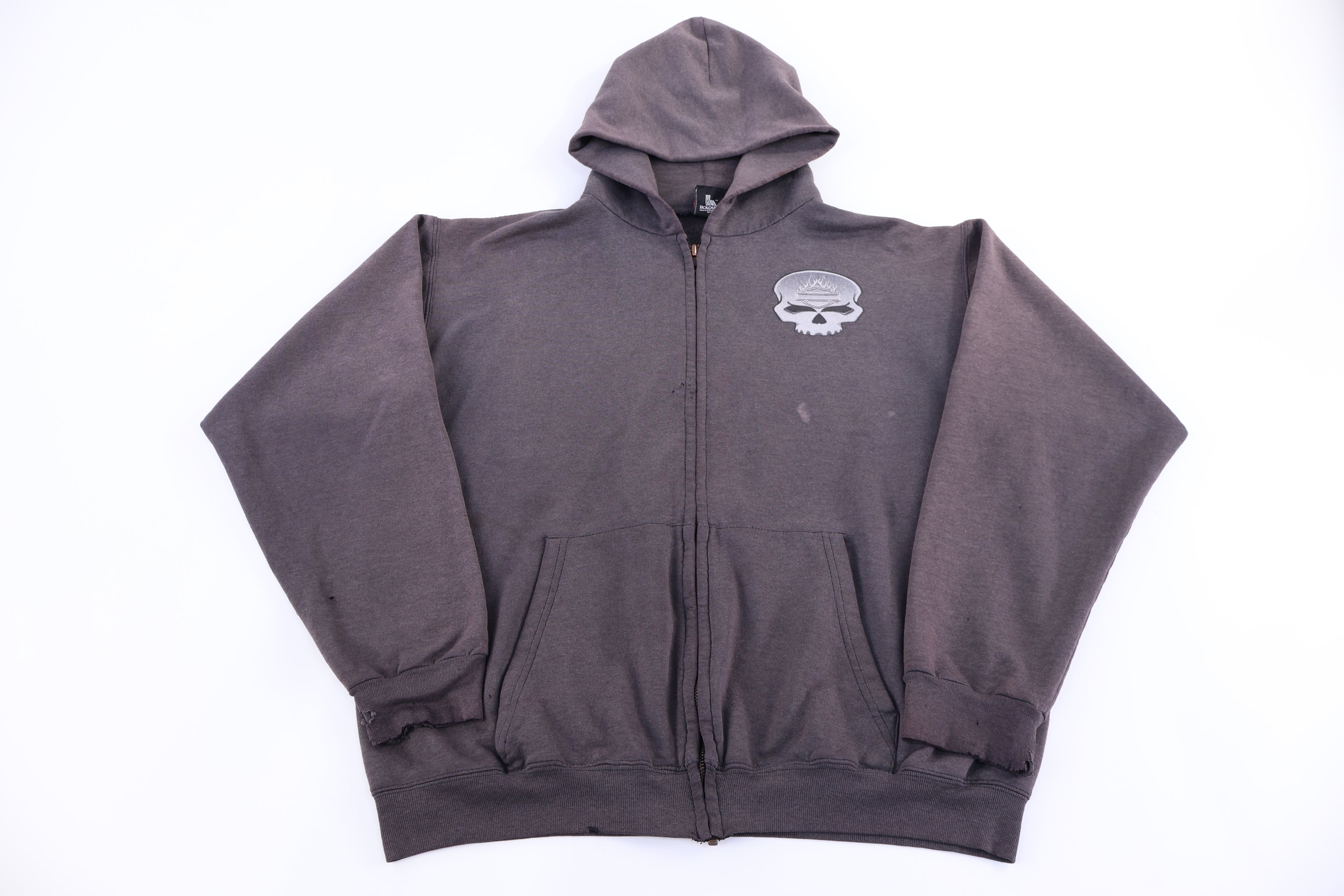 Harley Davidson Motorcycles Grey Full Zip Hoodie - Jacket - Thrifted Threads
