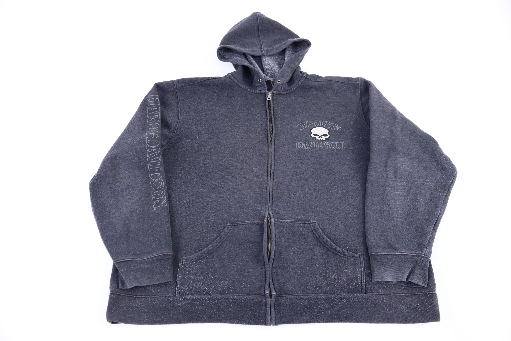 Harley Davidson Motorcycles Grey Full Zip Hoodie - Jackets - Thrifted Threads