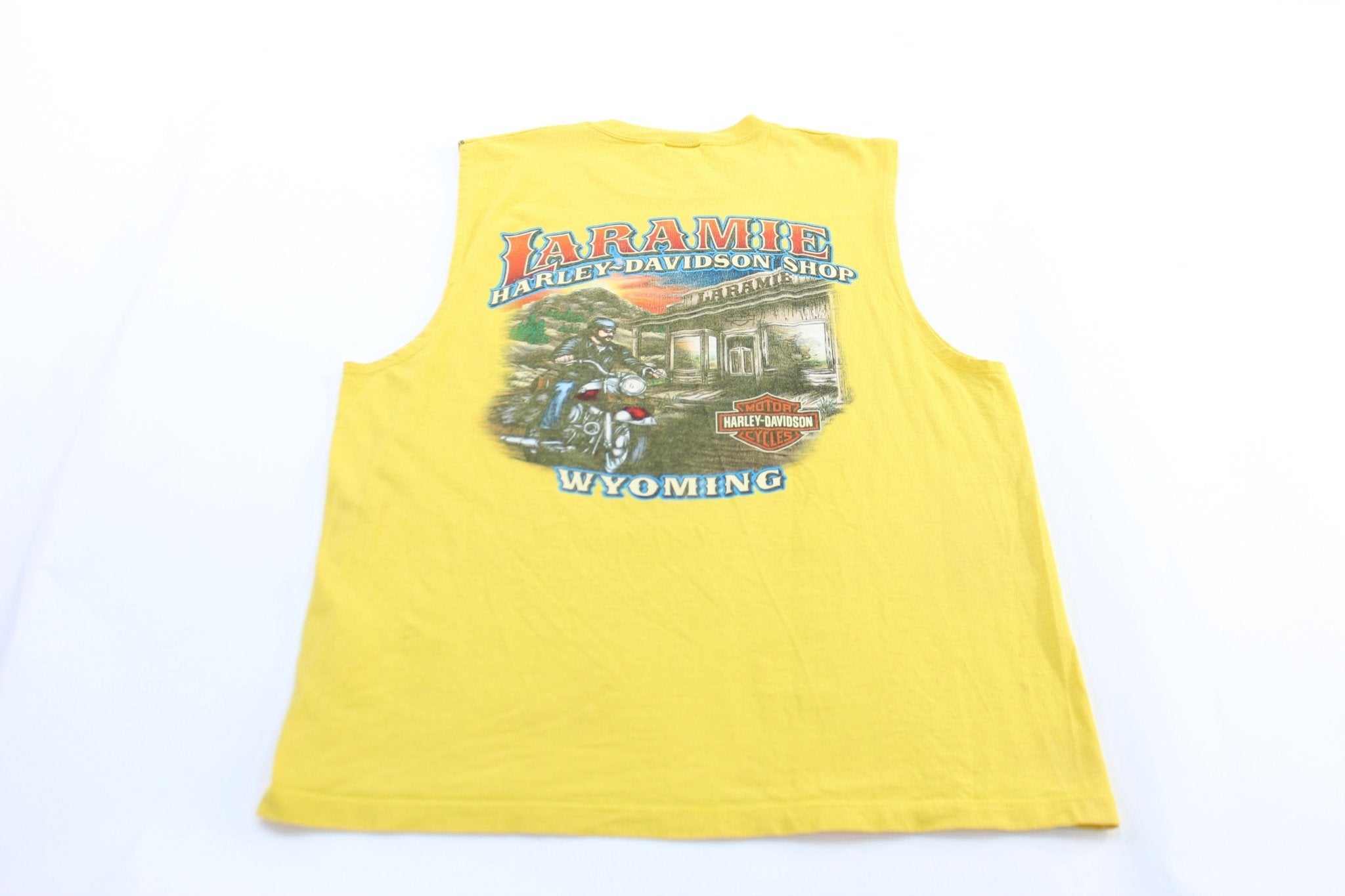 Harley Davidson Motorcycles Laramie, Wyoming Tank Top - ThriftedThreads.com