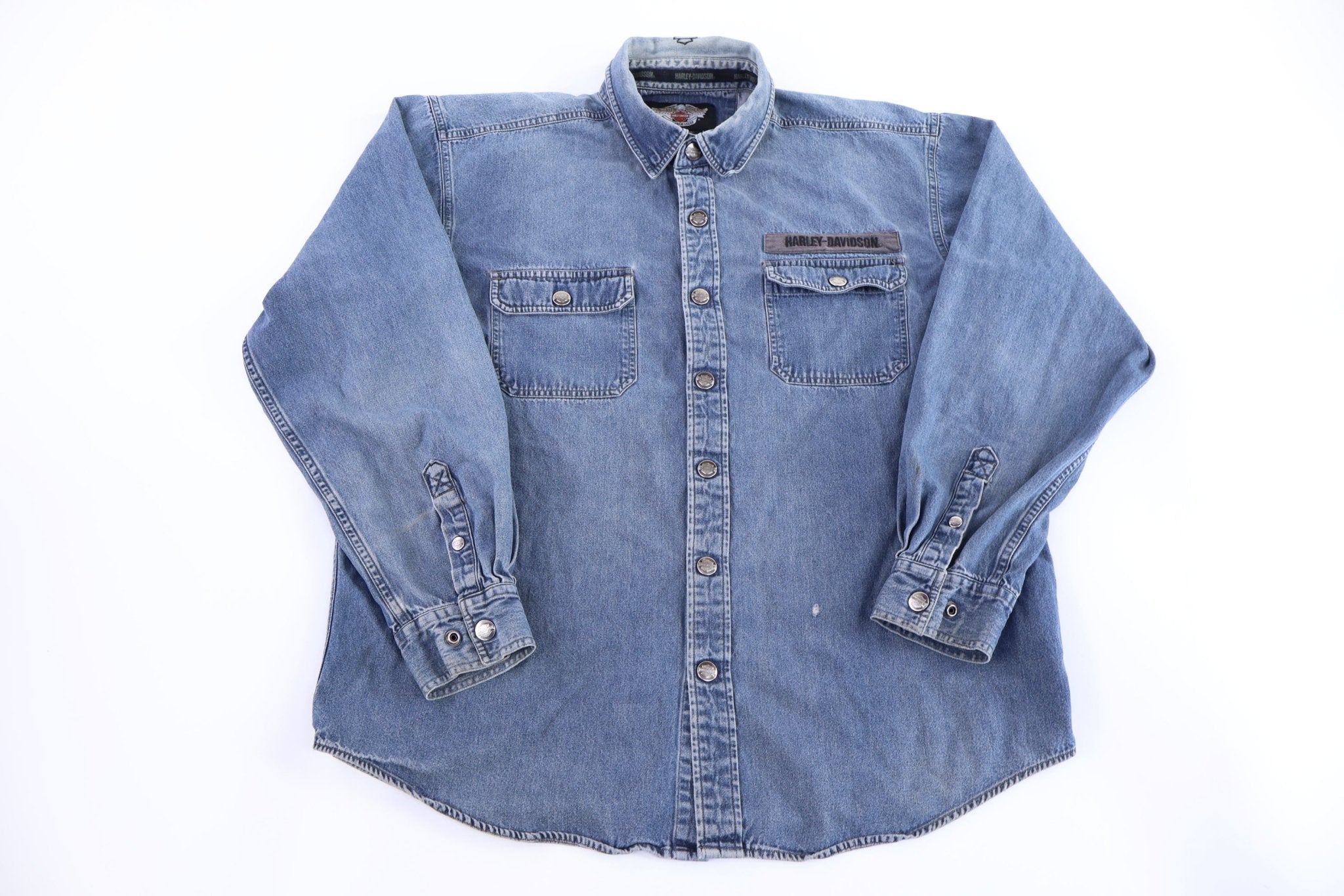Harley Davidson Motorcycles Medium Wash LS Button Down - Button Ups/Downs - Thrifted Threads