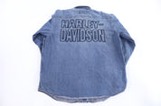 Harley Davidson Motorcycles Medium Wash LS Button Down - Button Ups/Downs - Thrifted Threads