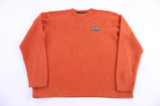 Harley Davidson Motorcycles Orange Knit Sweater - Sweater - Thrifted Threads
