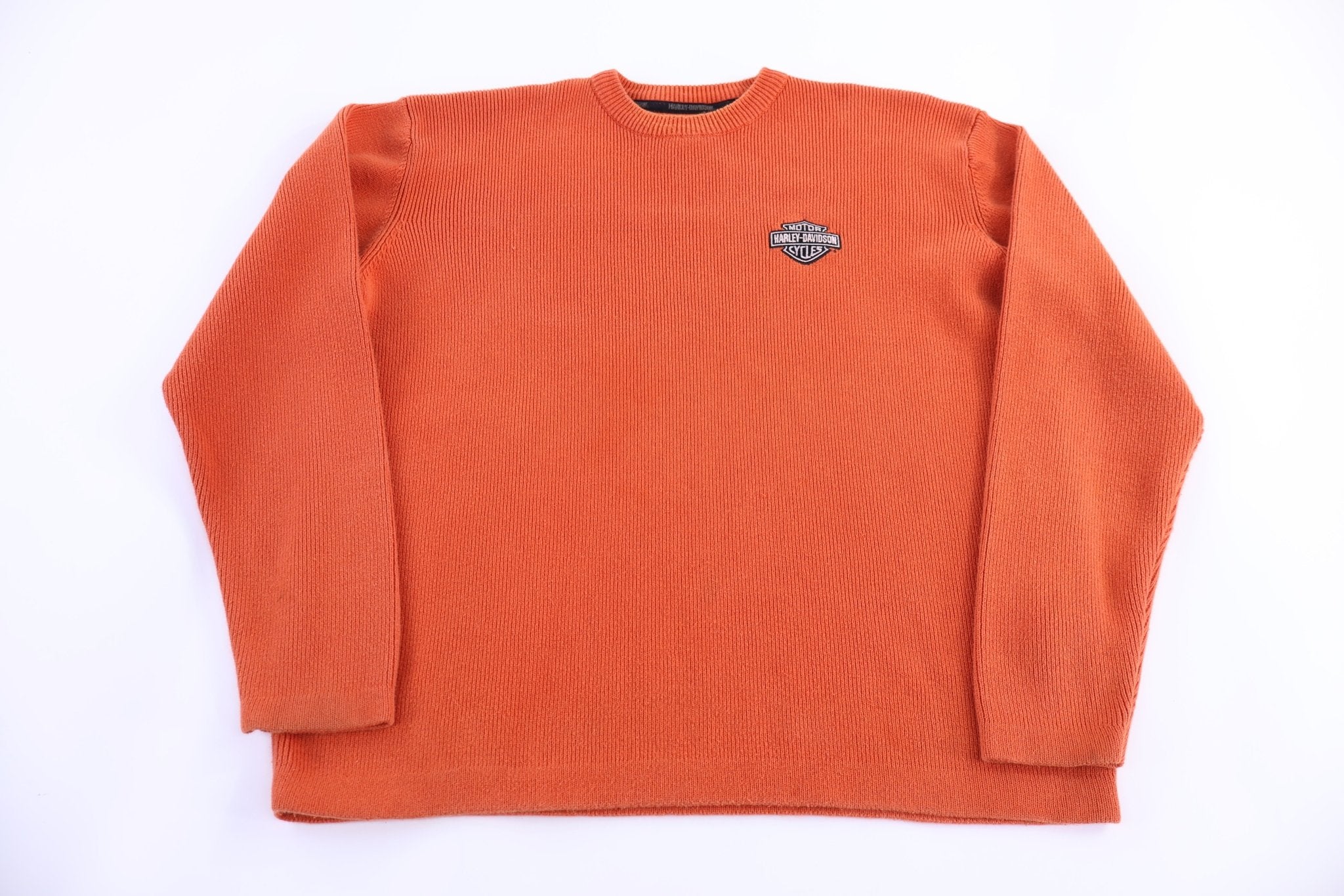 Harley Davidson Motorcycles Orange Knit Sweater - Sweater - Thrifted Threads