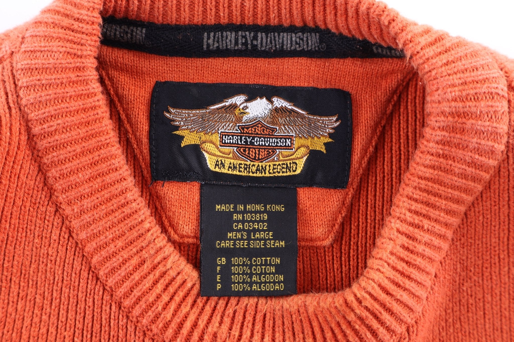 Harley Davidson Motorcycles Orange Knit Sweater - Sweater - Thrifted Threads