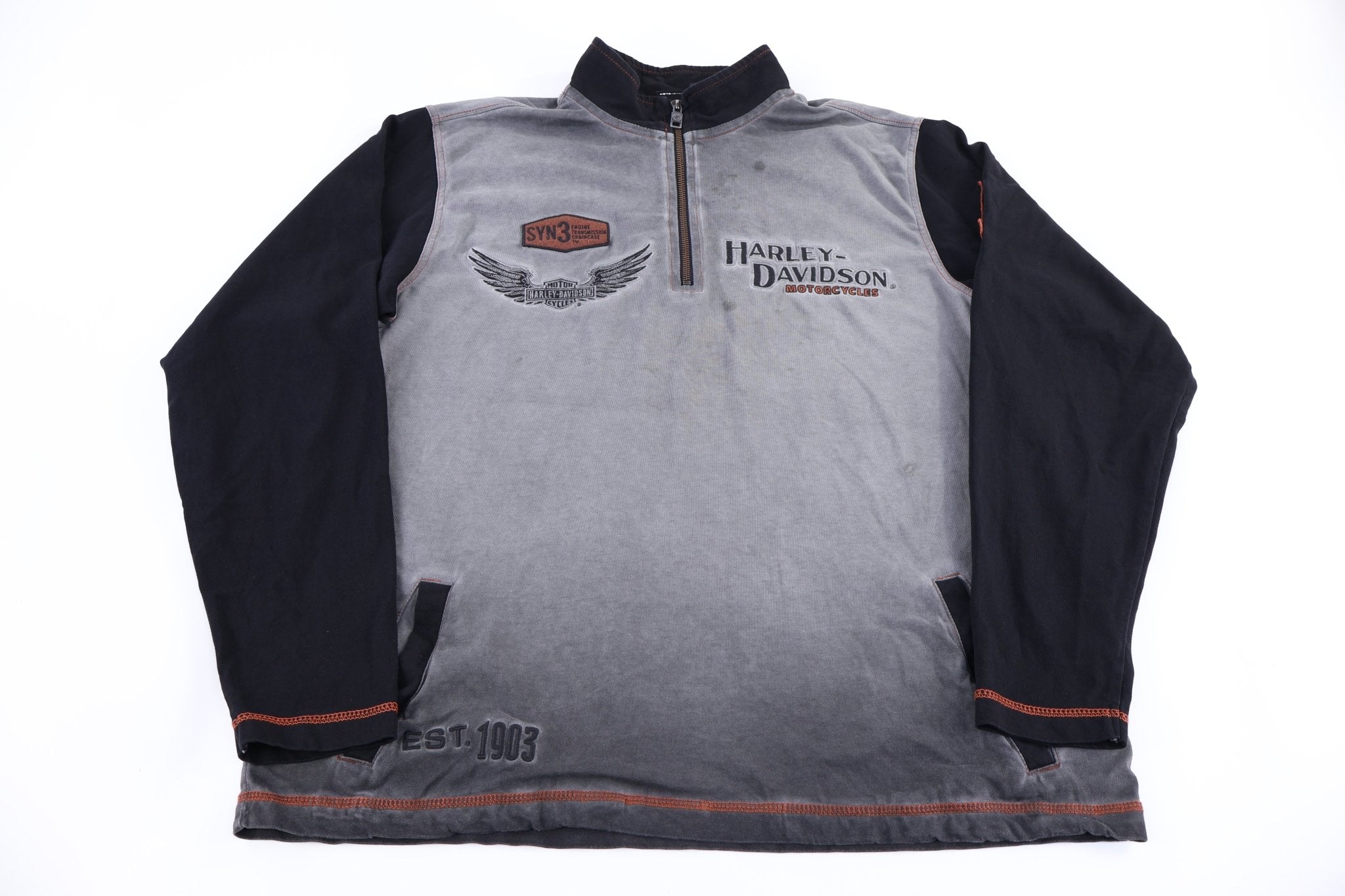 Harley Davidson Motorcycles Quarter Zip Pullover - Sweater - Thrifted Threads