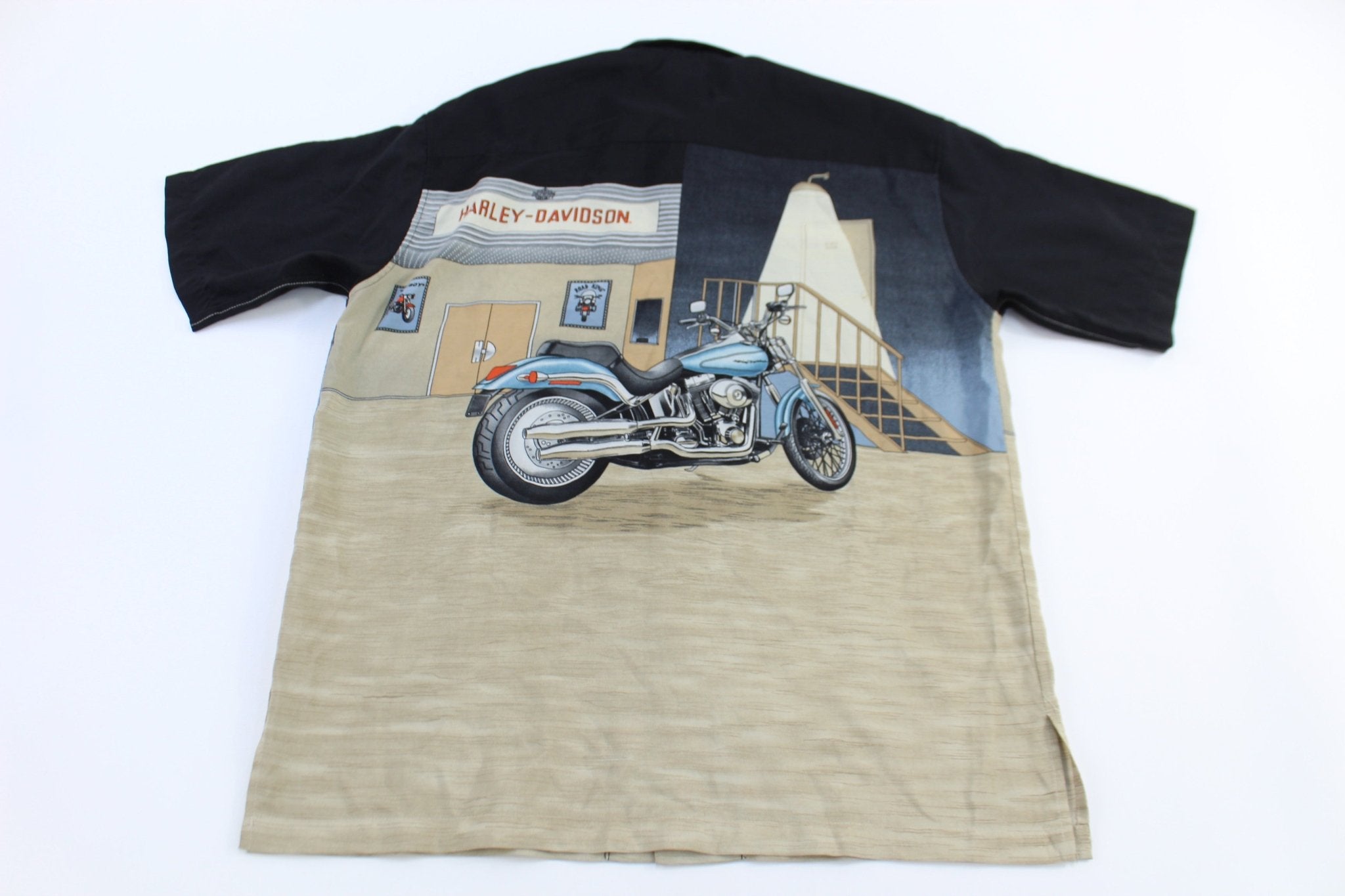 Harley Davidson Motorcycles Road King All Over Graphic Button Down - Button Ups/Downs - Thrifted Threads