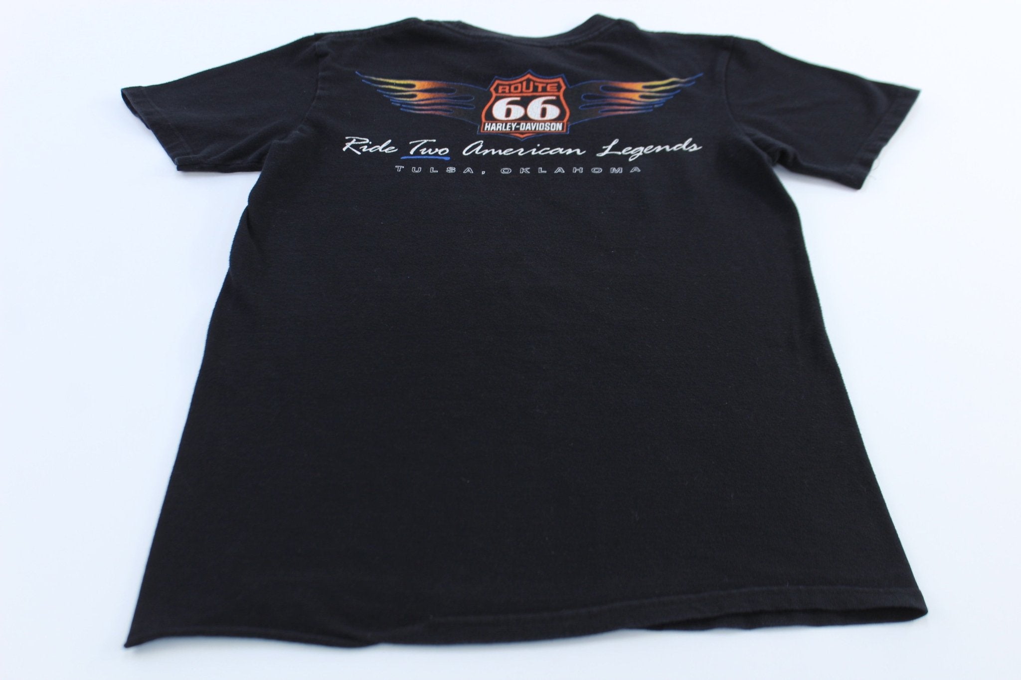 Harley Davidson Motorcycles Tulsa, Oklahoma Flame Eagle T-Shirt - ThriftedThreads.com