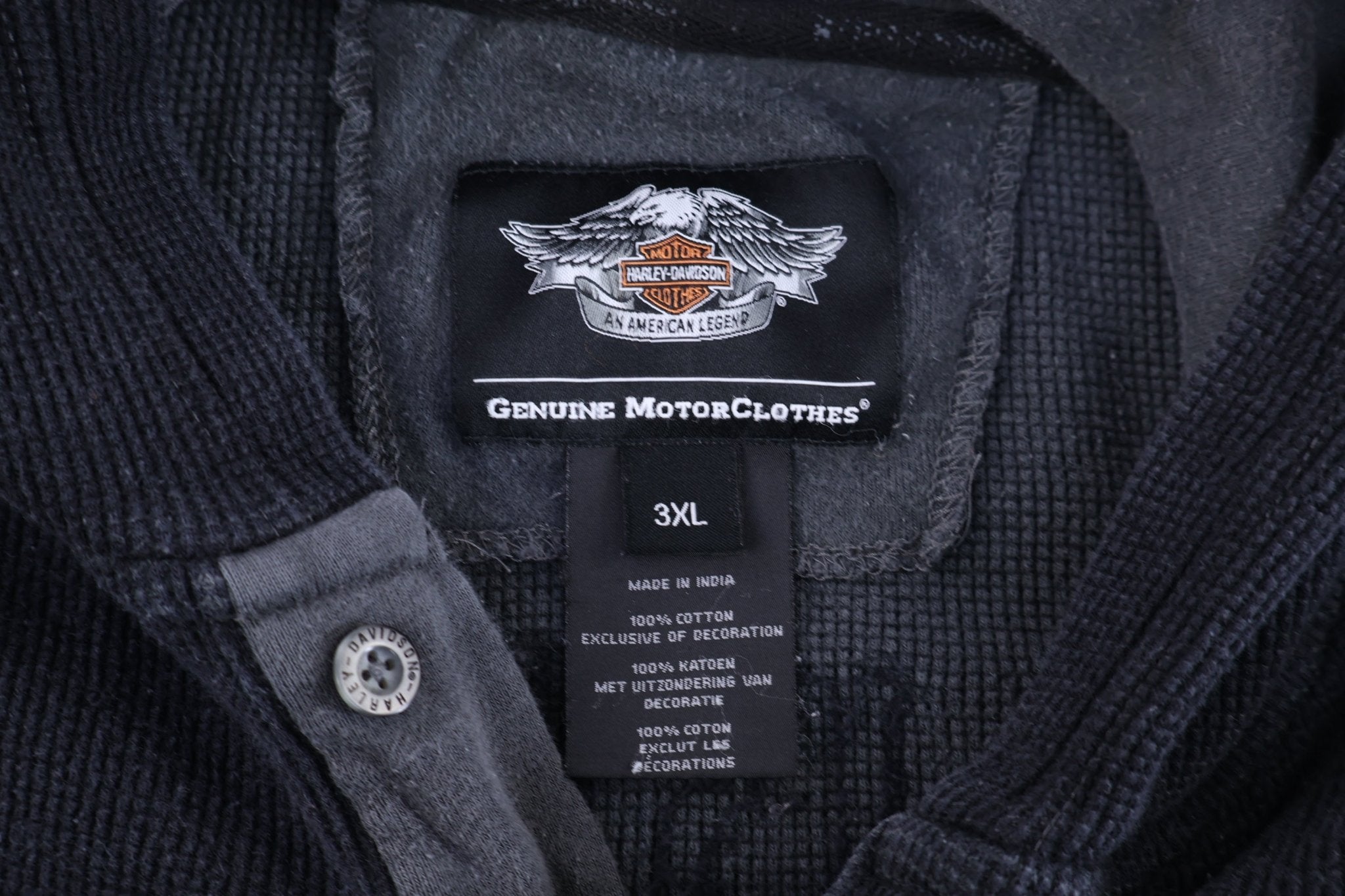 Harley Davidson Motorcycles Waffle Knit Hooded Pullover - Sweater - Thrifted Threads