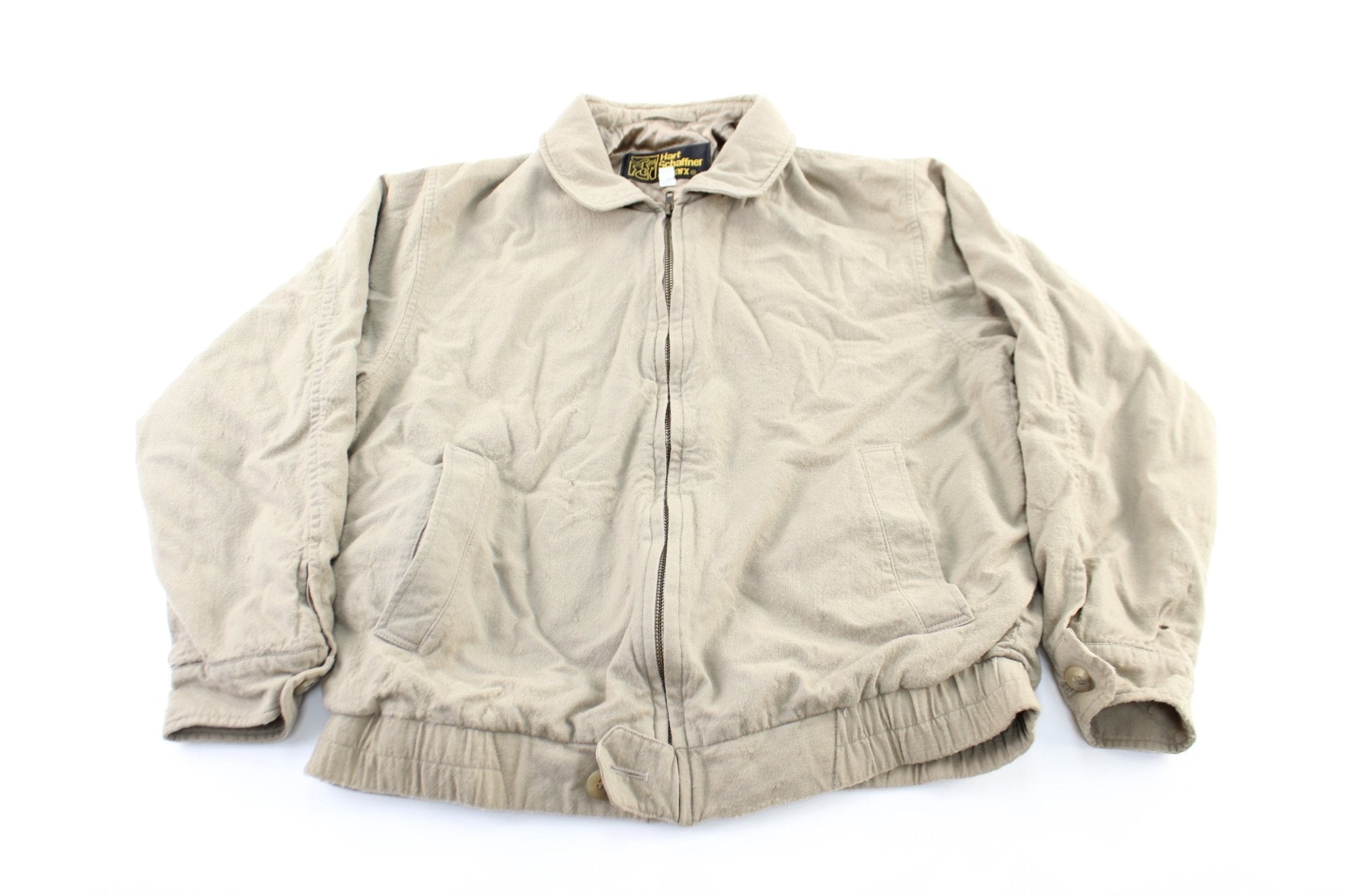 Hart Schaffner & Marx Beige Zip Up Jacket - ThriftedThreads.com