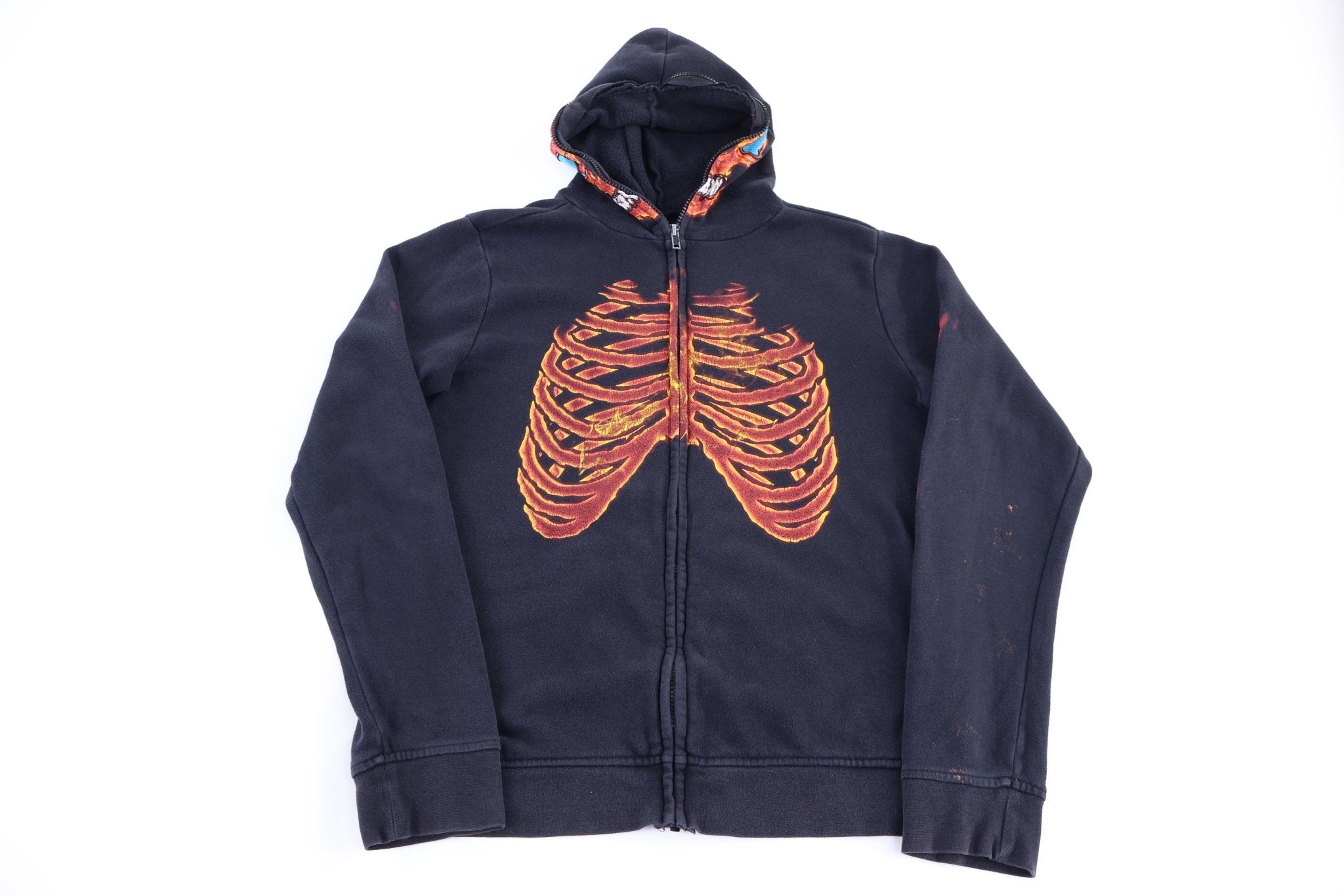 Hawk Skeleton Graphic Full Zip Hoodie - Jacket - Thrifted Threads