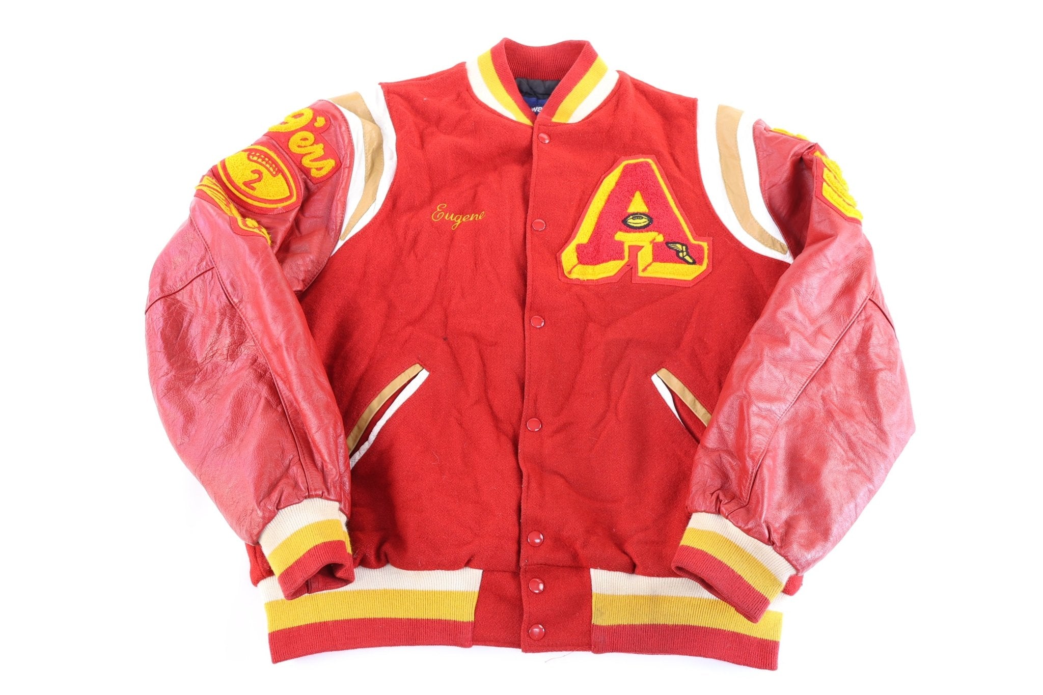 Holloway Red And Yellow Varsity Jacket - Jacket - Thrifted Threads