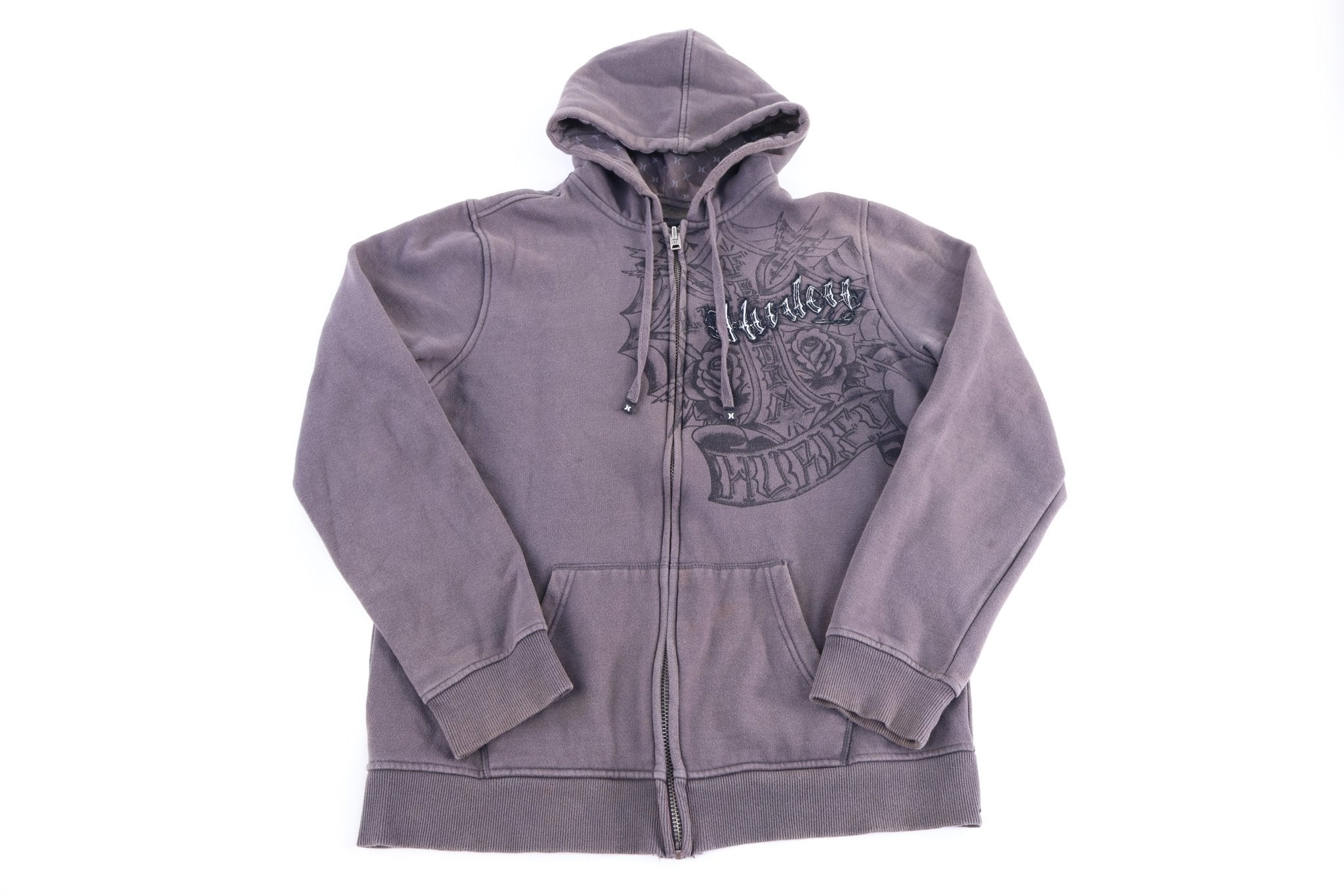 Hurley Embroidered Logo Grey Full Zip Jacket - Jacket - Thrifted Threads