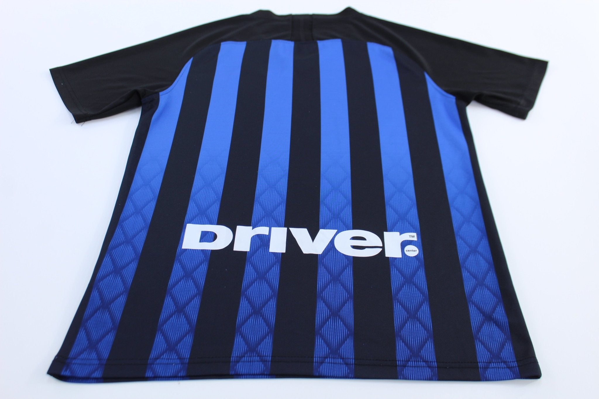 Inter Milan Embroidered Logo Striped Soccer Jersey - ThriftedThreads.com