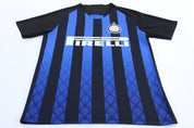 Inter Milan Embroidered Logo Striped Soccer Jersey - ThriftedThreads.com