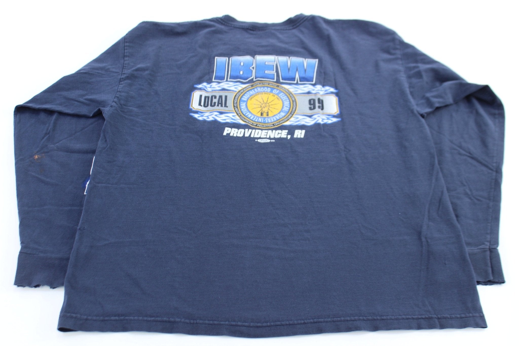 International Brotherhood of Electrical Workers Blue LS T-Shirt - ThriftedThreads.com