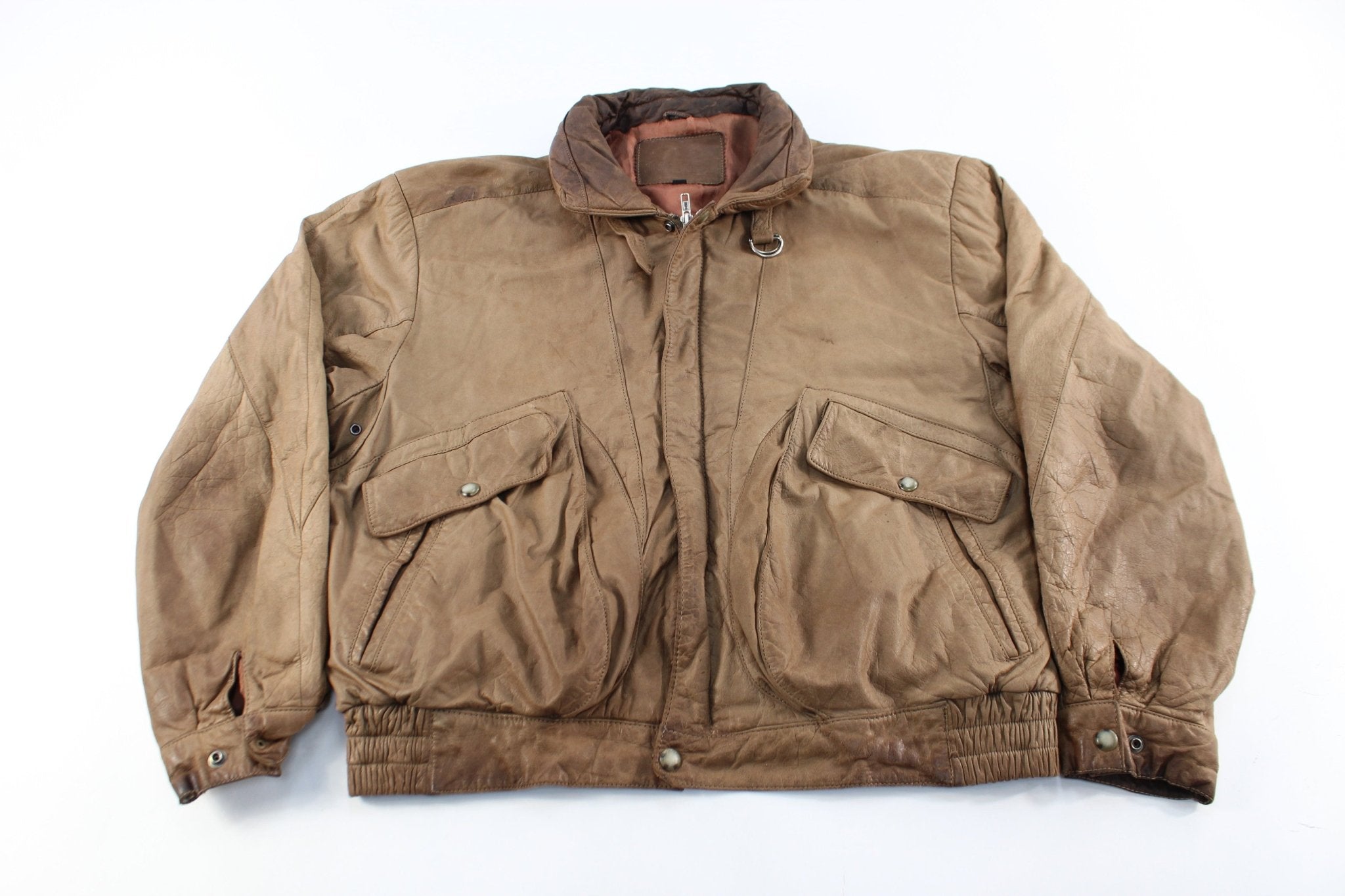 JRiiggiings Brown Leather Zip Up Jacket - ThriftedThreads.com