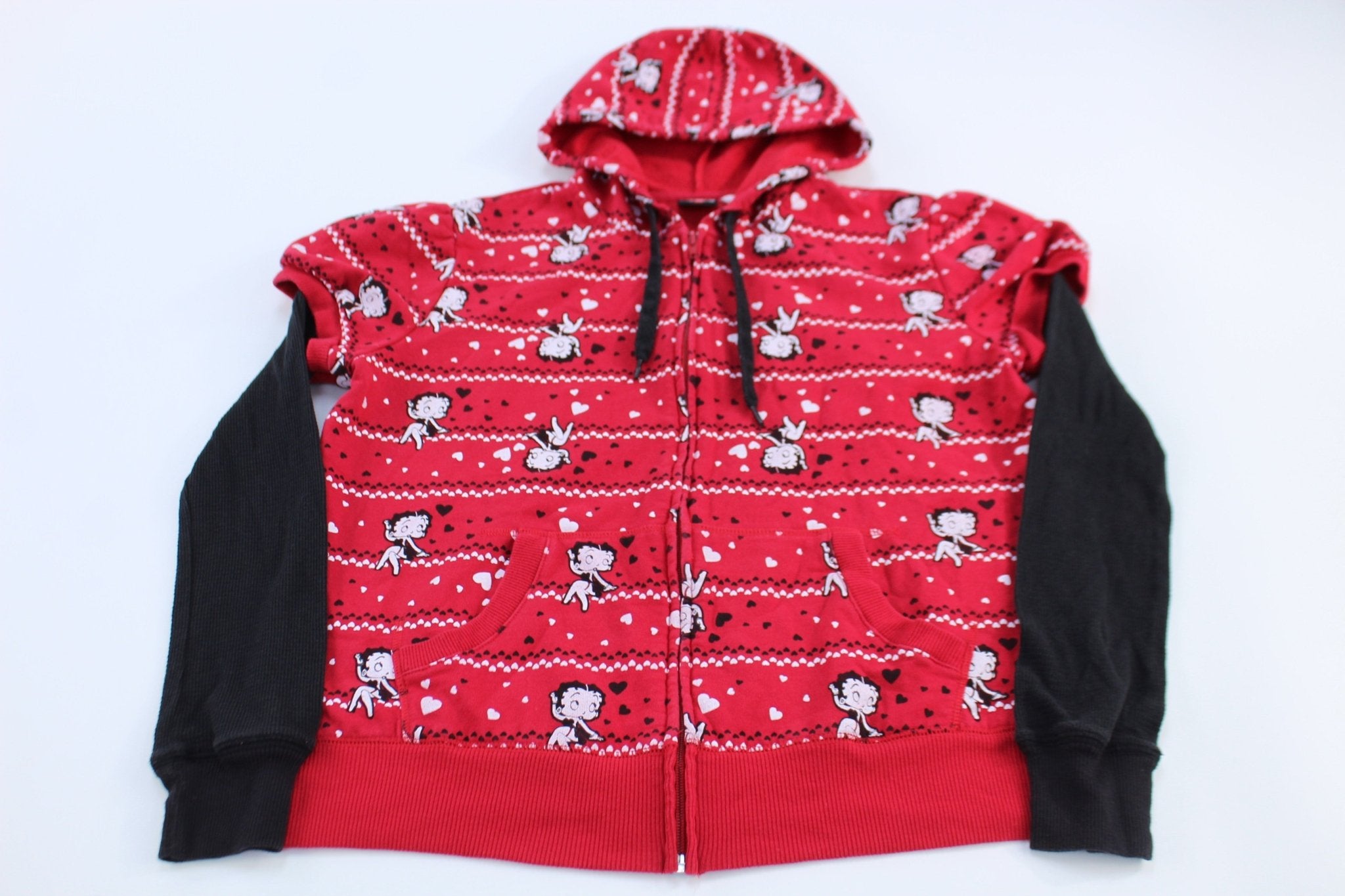 Junior Betty Boop Graphic Full Zip Hoodie - ThriftedThreads.com