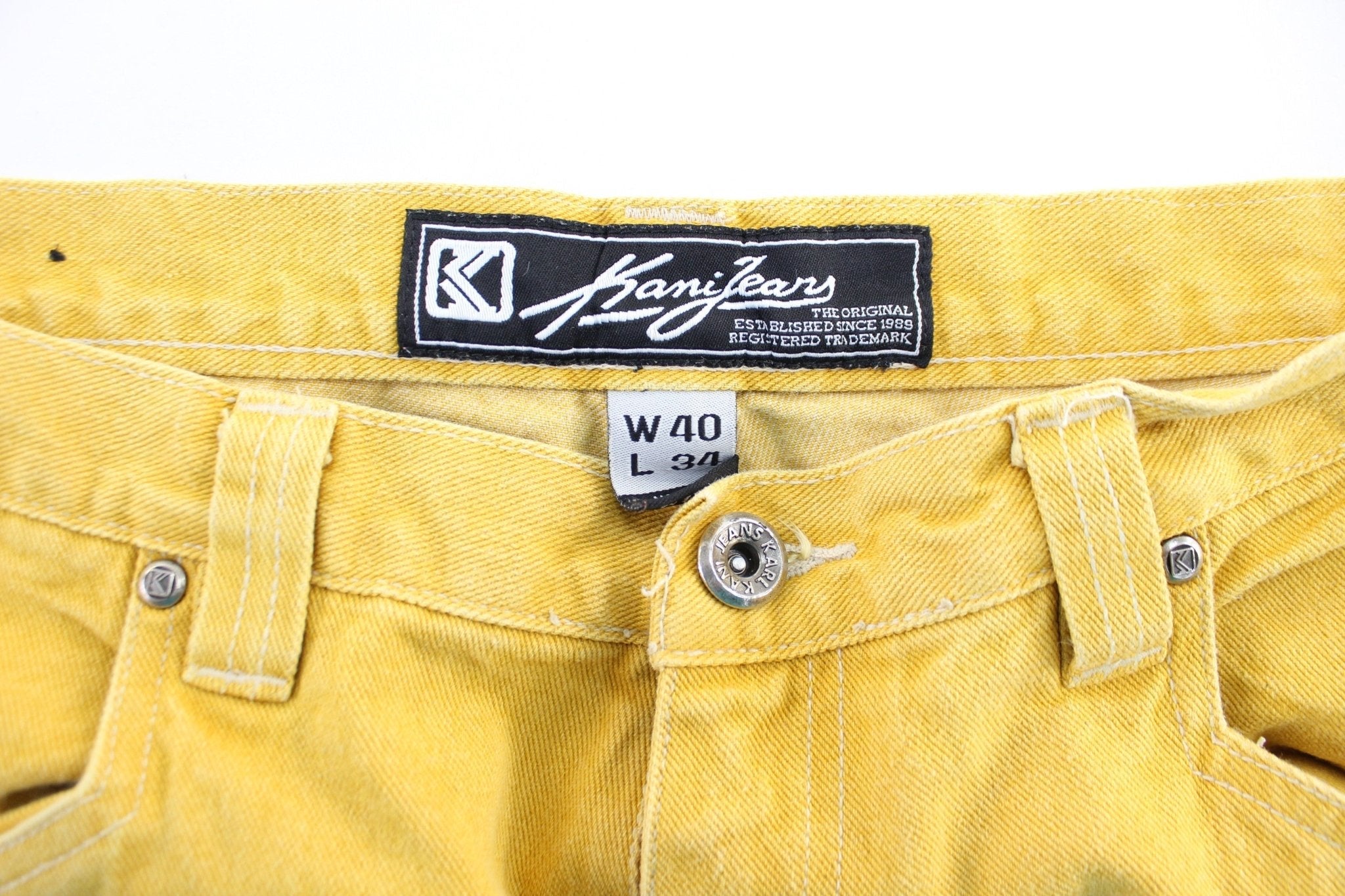 Karl Kani Yellow Wash Denim Jeans - Pants/Shorts - Thrifted Threads