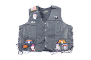 Leather Patched Button Down Vest - Vest - Thrifted Threads