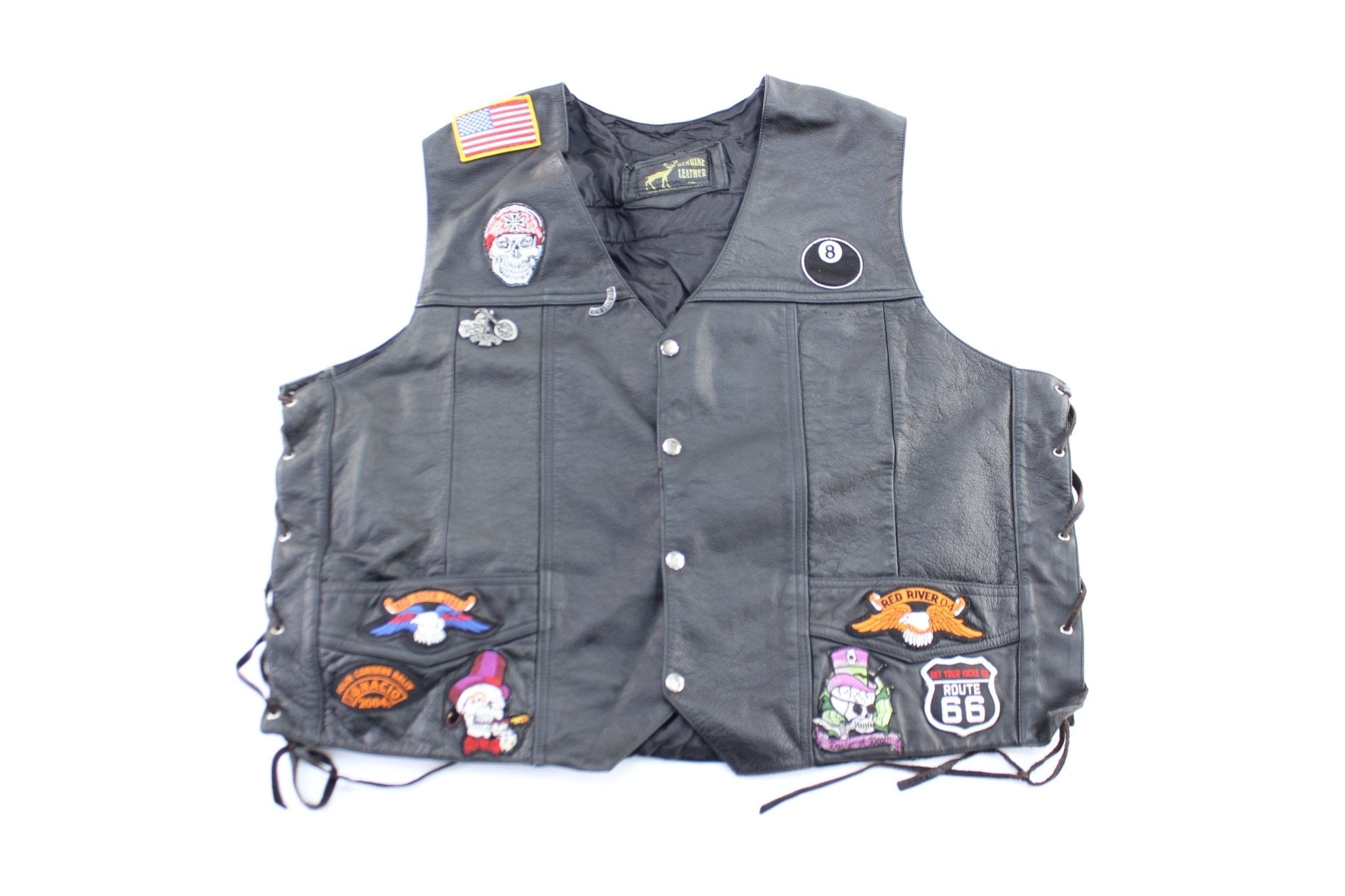 Leather Patched Button Down Vest - Vest - Thrifted Threads