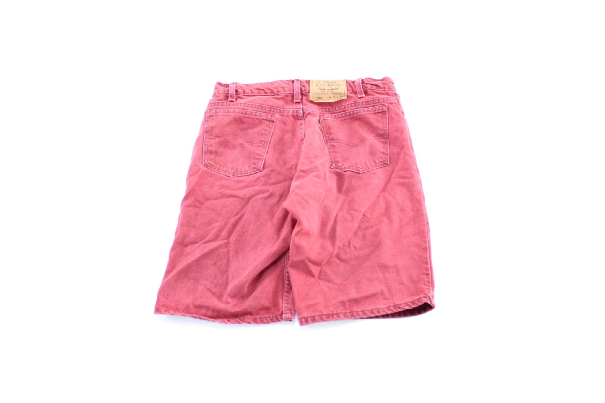 Levi's 550 Red Wash Denim Shorts - ThriftedThreads.com