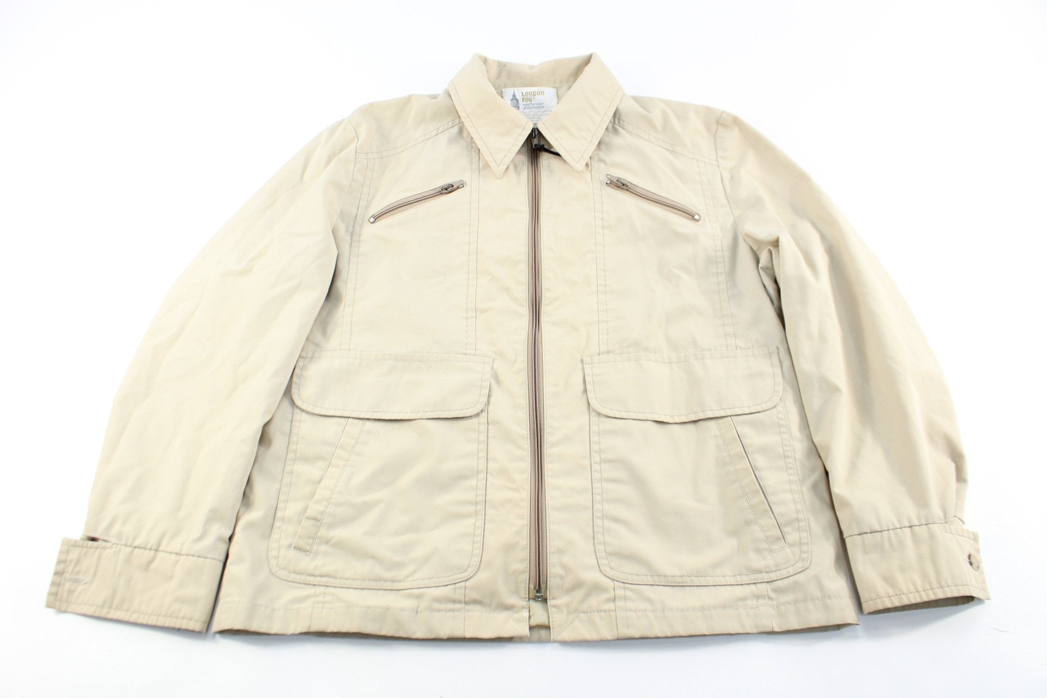 London Fog Beige Zip Up Jacket - ThriftedThreads.com