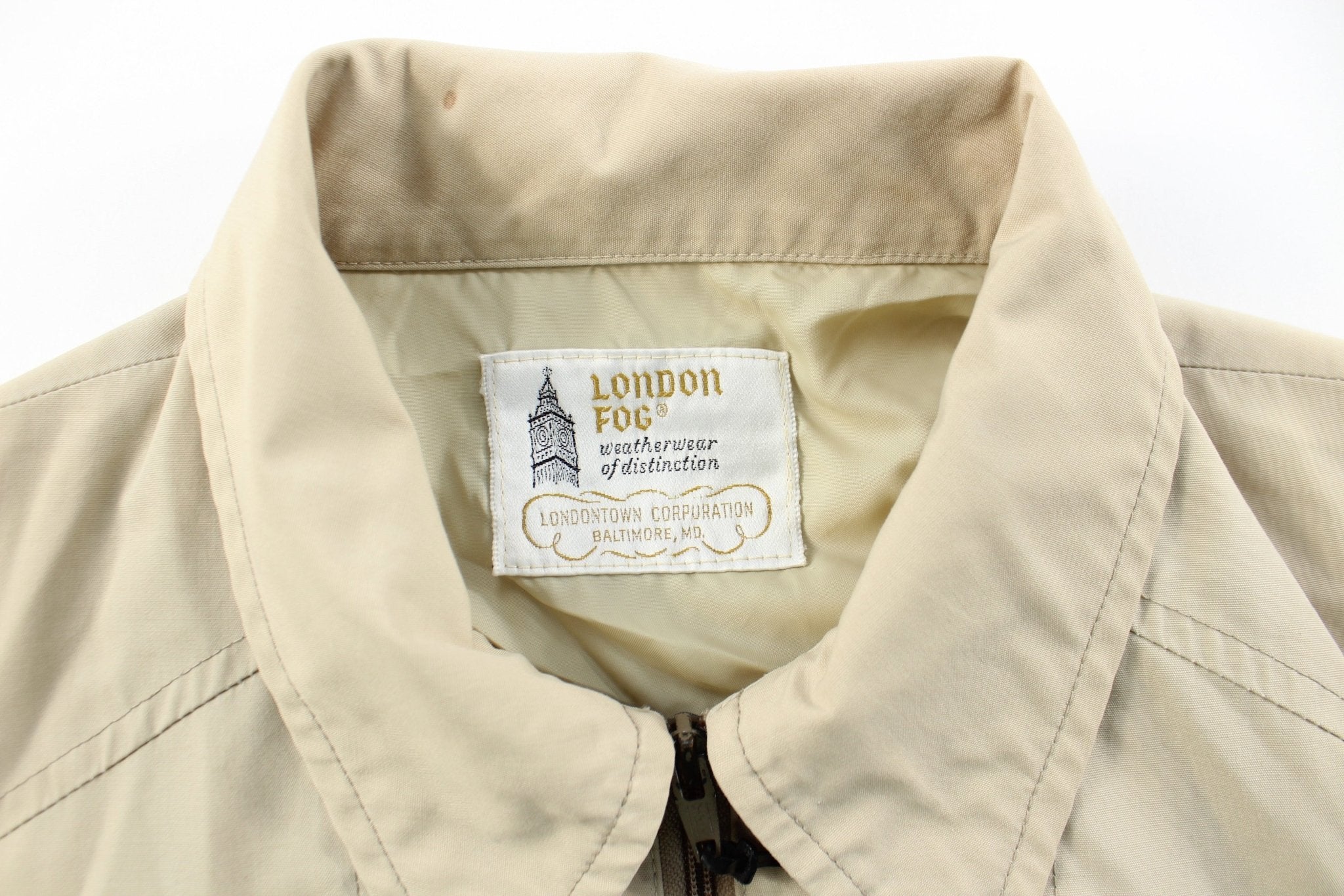 London Fog Beige Zip Up Jacket - ThriftedThreads.com