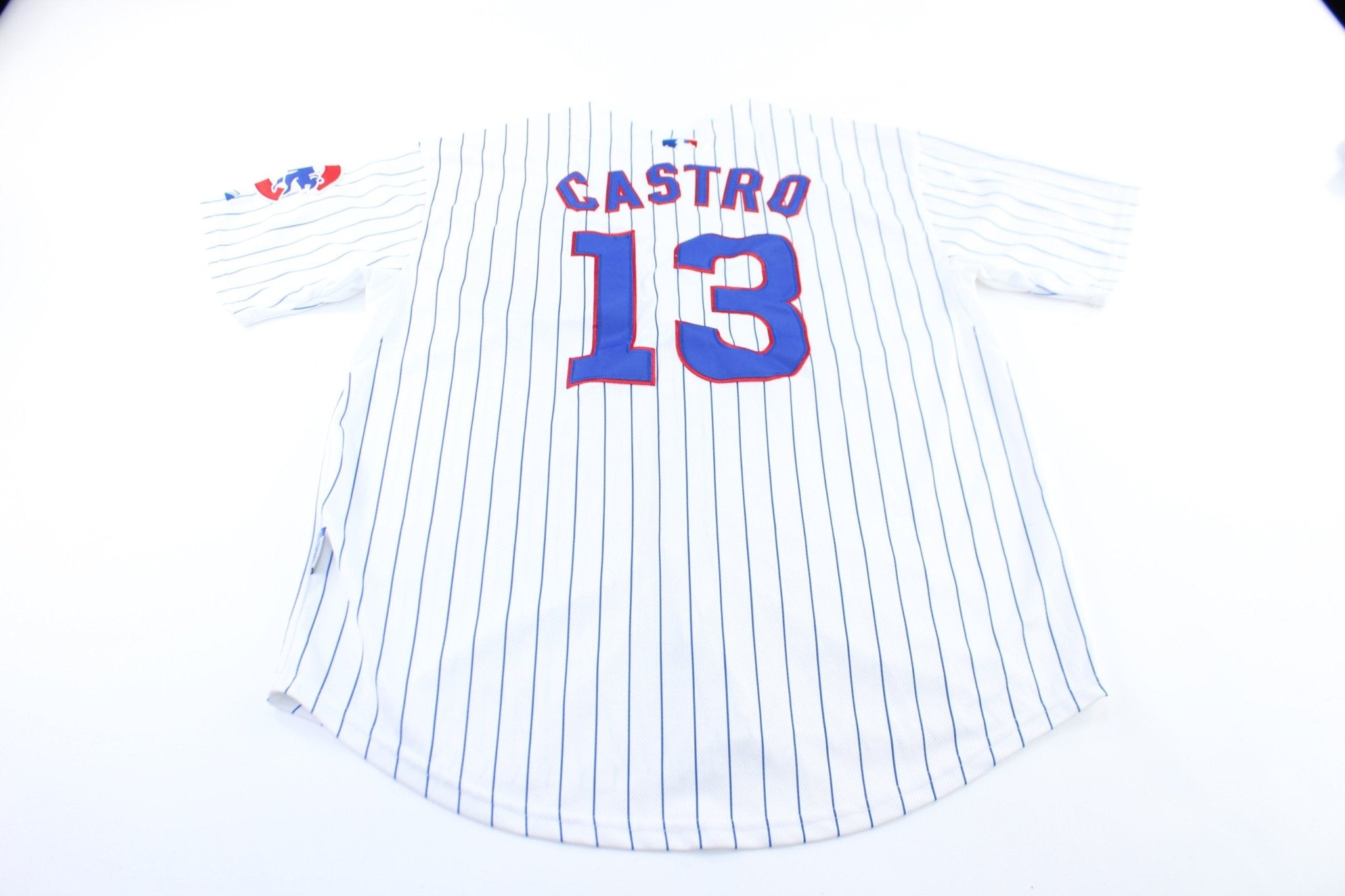 Majestic Chicago Cubs Starlin Castro Striped Baseball Jersey - ThriftedThreads.com