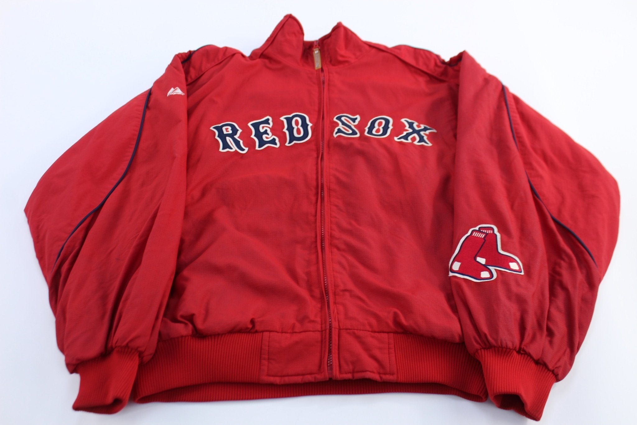 Majestic Embroidered Boston Red Sox Zip Up Jacket - ThriftedThreads.com