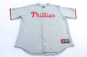 Majestic Embroidered Philadelphia Phillies Chase Utley Baseball Jersey - ThriftedThreads.com