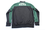 Majestic Milwaukee Bucks Embroidered Black & Green Zip Up Jacket - ThriftedThreads.com