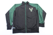 Majestic Milwaukee Bucks Embroidered Black & Green Zip Up Jacket - ThriftedThreads.com