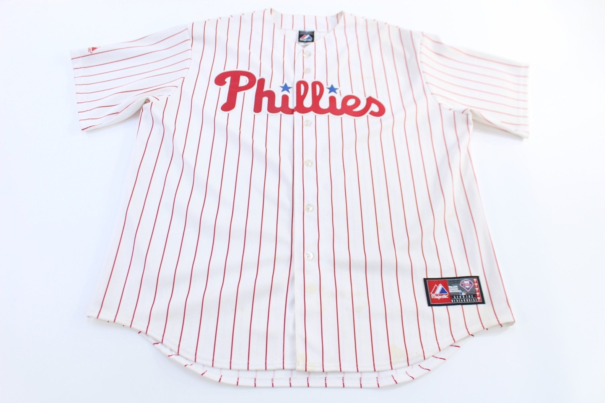 Majestic Philadelphia Phillies Pinstriped Baseball Jersey - Jerseys/Tanks - Thrifted Threads
