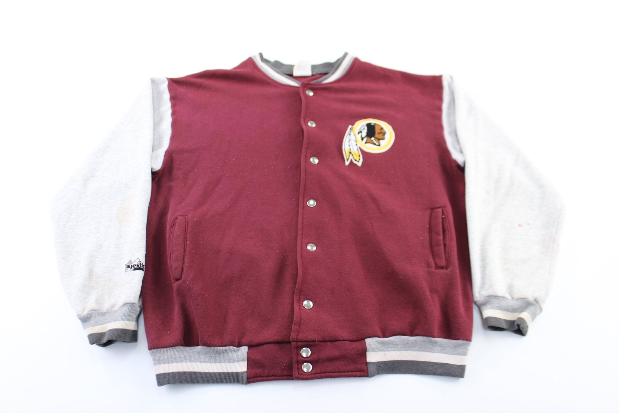 Majestic Washington Redskins Burgundy & Grey Varsity Jacket - ThriftedThreads.com