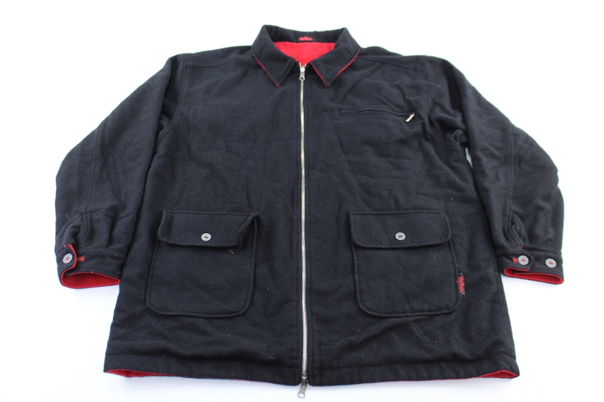Marlboro Black & Red Reversible Zip Up Jacket - Jackets - Thrifted Threads